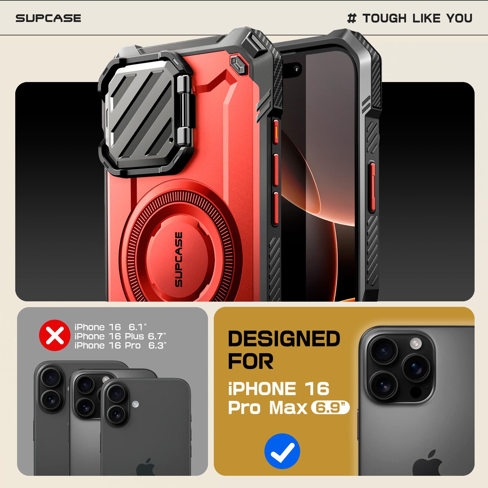 Foto 3 pulgar | Funda De Teléfono Supcase Para Iphone 16 Pro Max Con Funda De Cámara - Venta Internacional.
