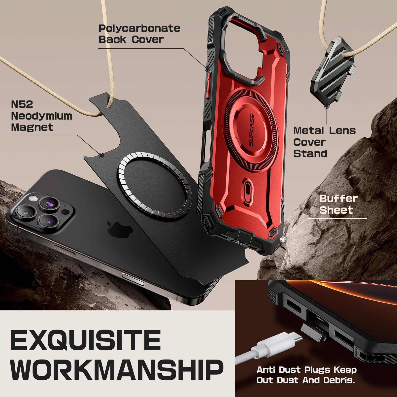 Foto 7 | Funda De Teléfono Supcase Para Iphone 16 Pro Max Con Funda De Cámara - Venta Internacional.
