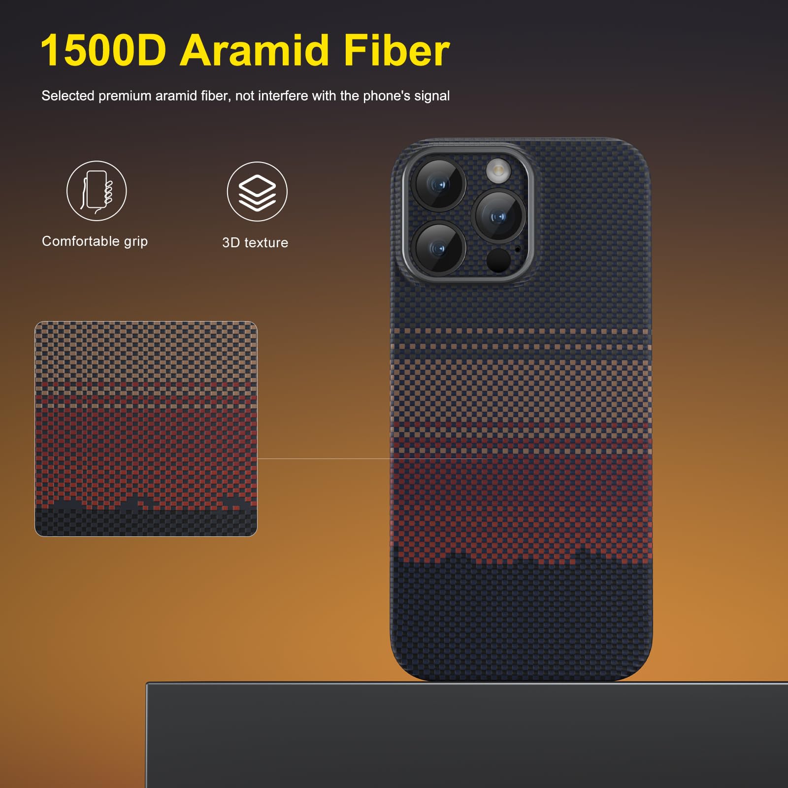Foto 4 pulgar | Funda De Teléfono Con Fibra De Aramida Real Para Iphone 16 Pro Max - Venta Internacional.