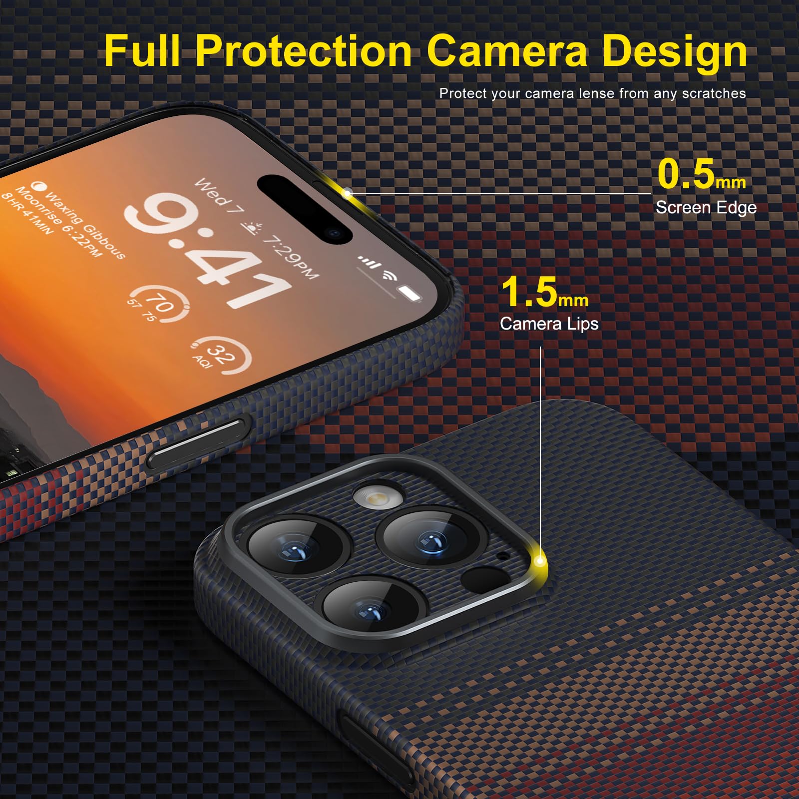 Foto 5 pulgar | Funda De Teléfono Con Fibra De Aramida Real Para Iphone 16 Pro Max - Venta Internacional.