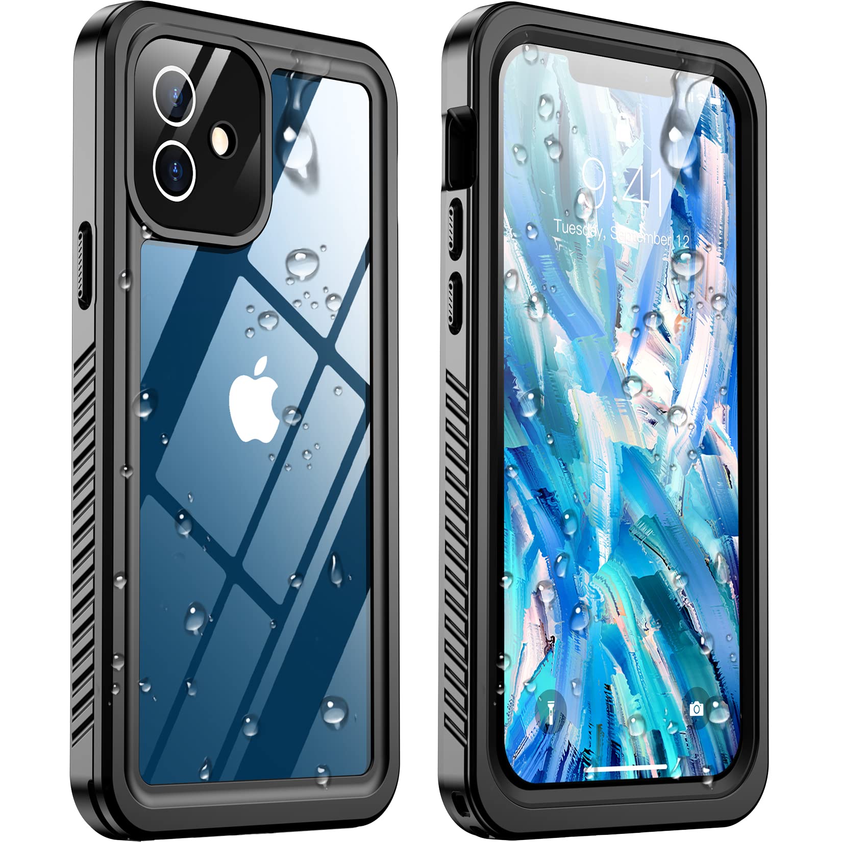 Funda De Teléfono Temdan Impermeable Ip68 Para Iphone 12 De 6.1 Pulgadas, Negra - Venta Internacional.