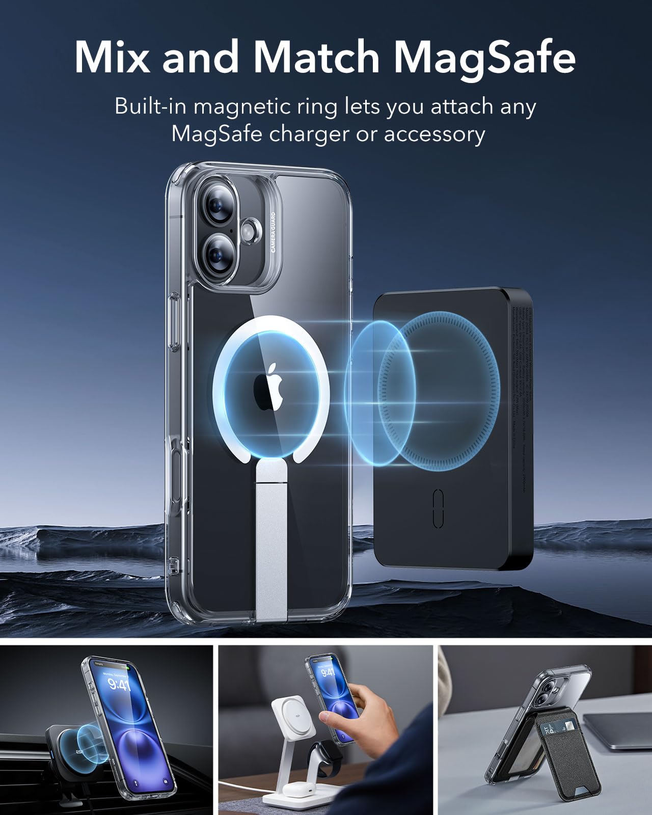 Foto 7 pulgar | Funda Esr Boost Series Con Soporte Para Iphone 16 Plus, Transparente - Venta Internacional.