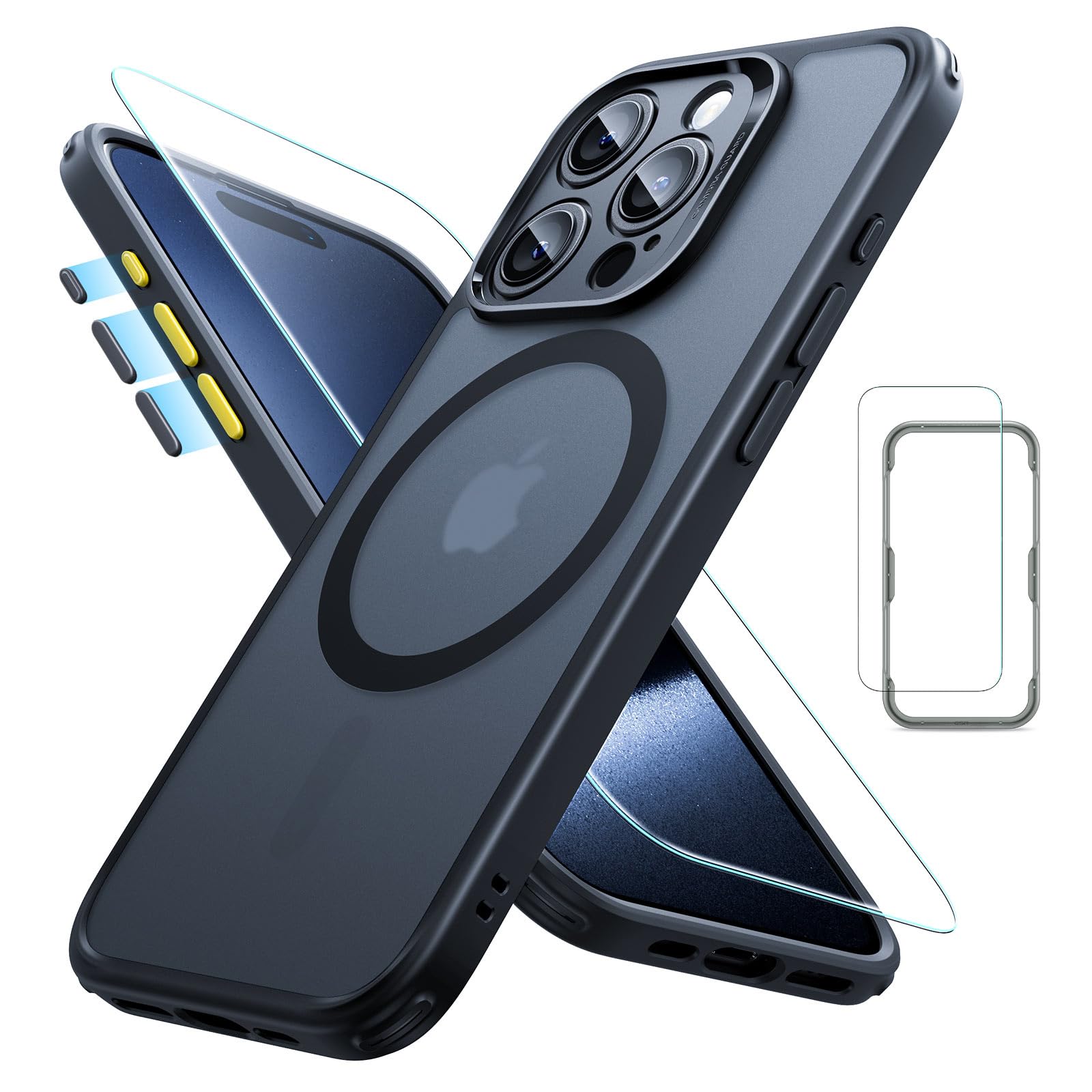 Set De Fundas Esr Para Iphone 15 Pro Con Protector De Pantalla, Color Negro - Venta Internacional.