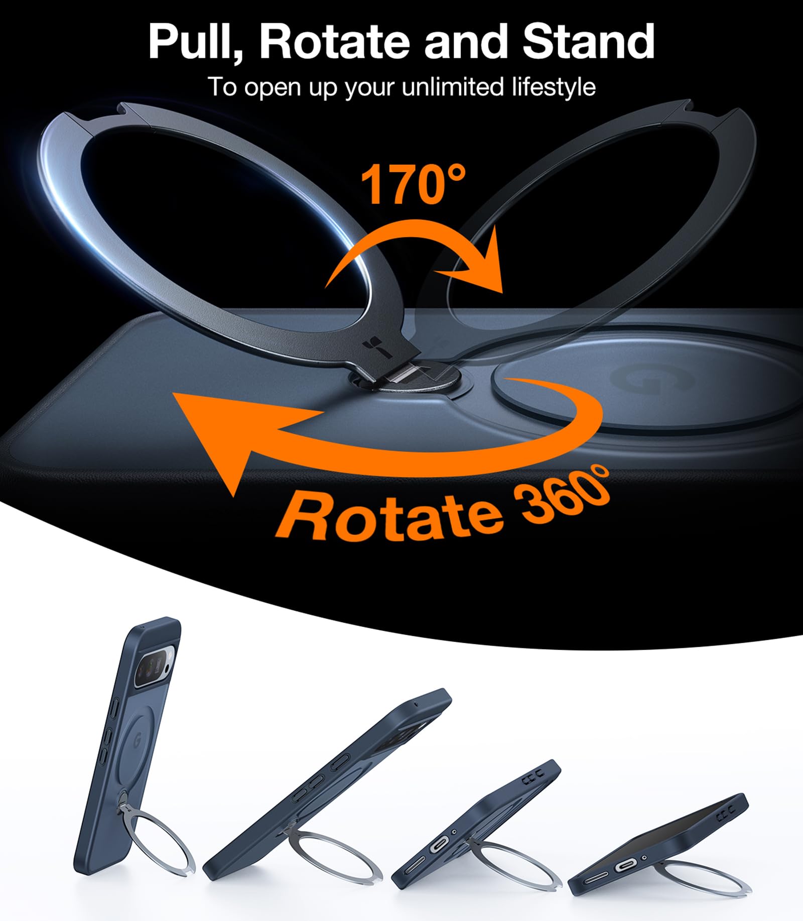 Foto 3 pulgar | Funda Para Teléfono Torras 360° Spin Magnetic Stand Google Pixel 9 Pro - Venta Internacional.