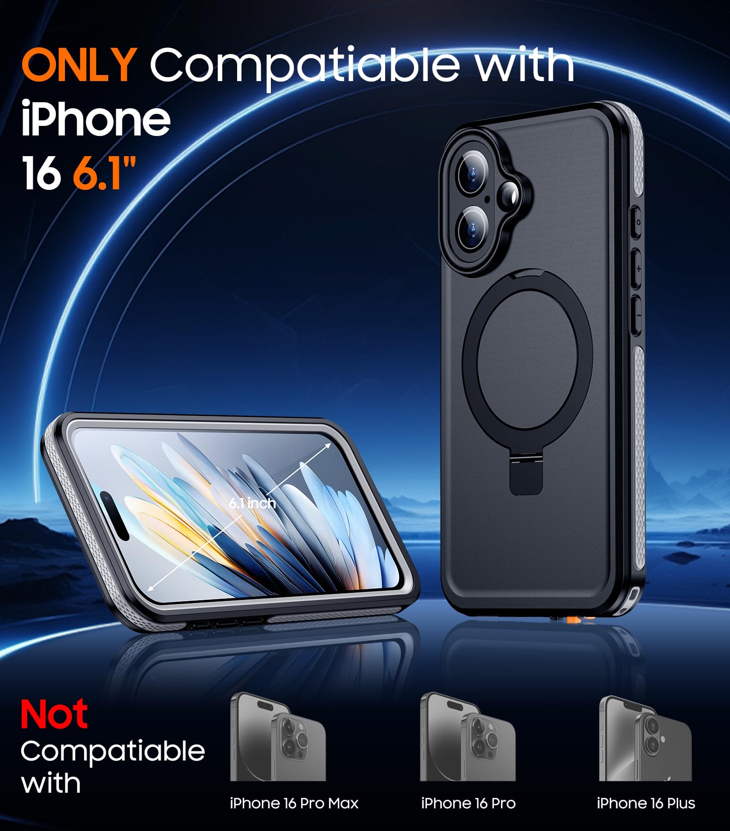 Foto 3 pulgar | Funda De Teléfono Temdan Magnética Impermeable Para Iphone 16 De 6.1 Pulgadas - Venta Internacional.