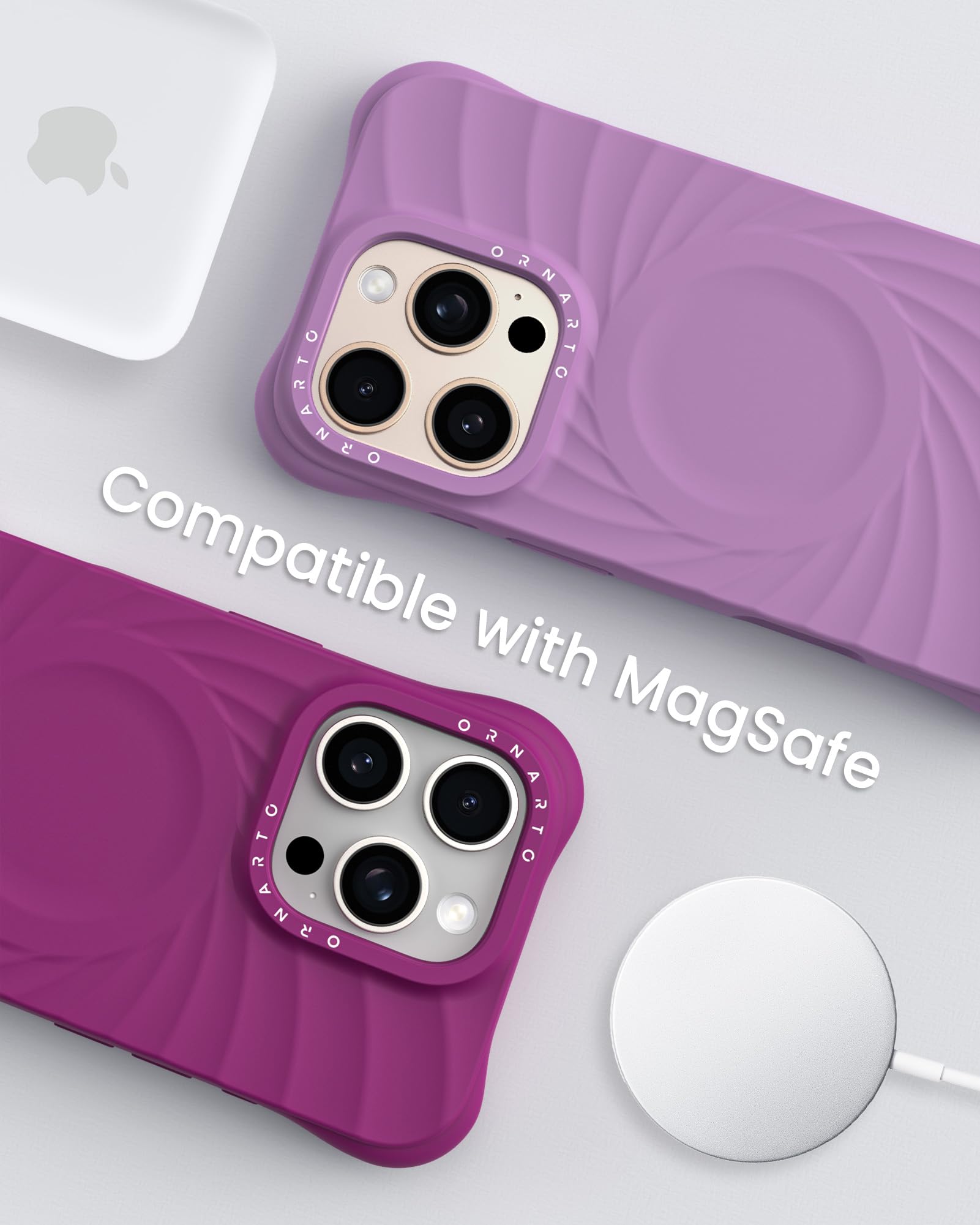Foto 8 pulgar | Funda De Teléfono Ornarto Vortuxe Para Iphone 16 Pro Lila Silicone - Venta Internacional.