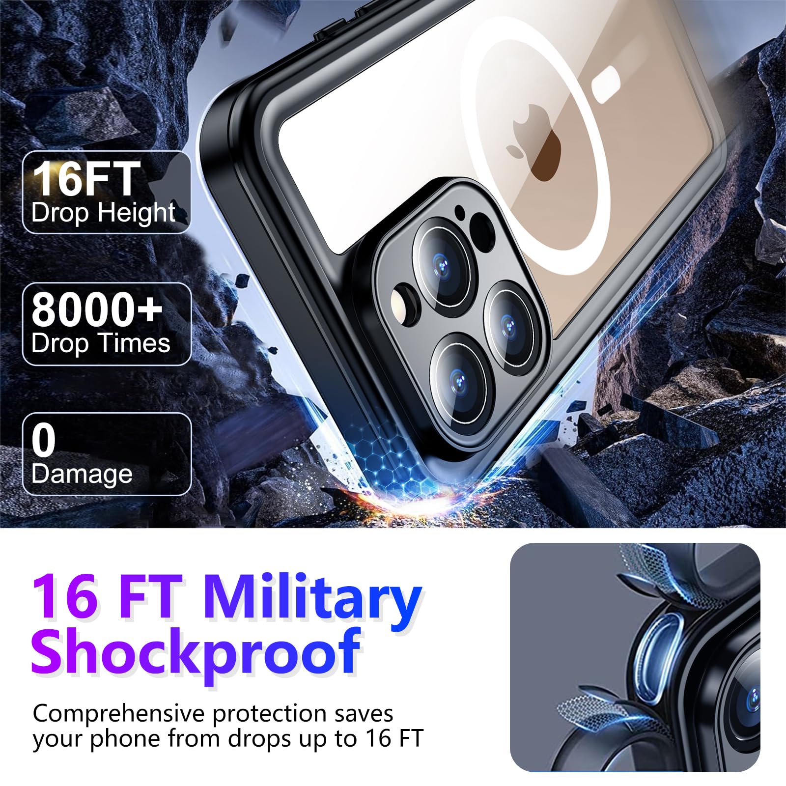 Foto 5 pulgar | Funda Impermeable Temdan Compatible Con Iphone 16 Pro Max - Venta Internacional.