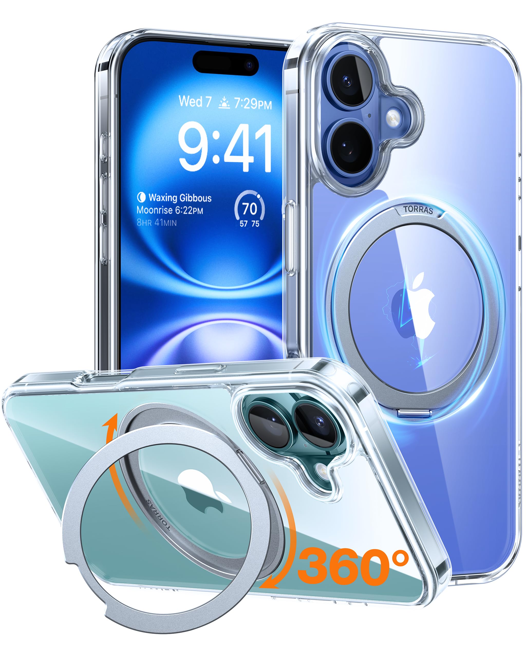 Funda De Teléfono Torras Con Anillo Magnético Giratorio De 360° Para Iphone 16 Plus - Venta Internacional.
