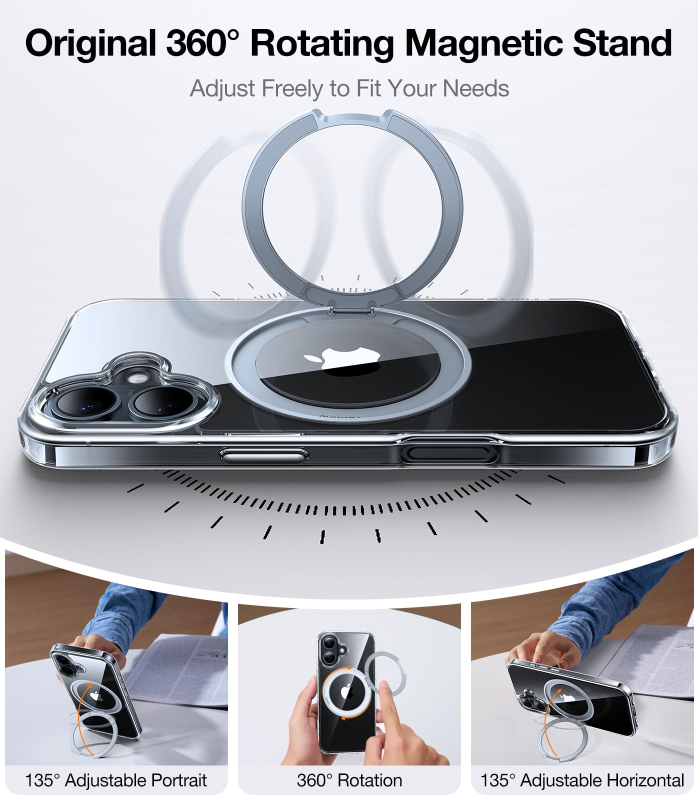 Foto 3 pulgar | Funda De Teléfono Torras Con Anillo Magnético Giratorio De 360° Para Iphone 16 Plus - Venta Internacional.