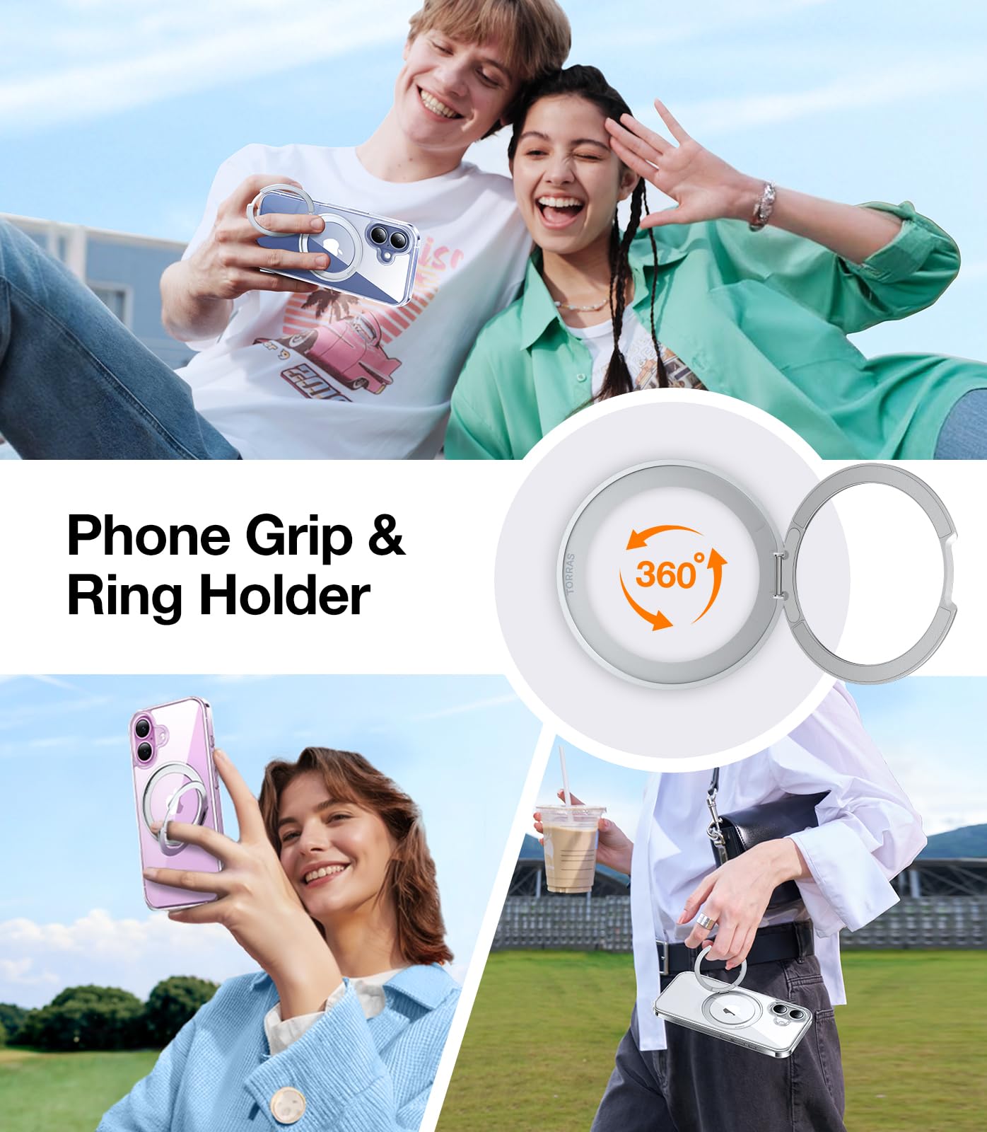 Foto 4 pulgar | Funda De Teléfono Torras Con Anillo Magnético Giratorio De 360° Para Iphone 16 Plus - Venta Internacional.