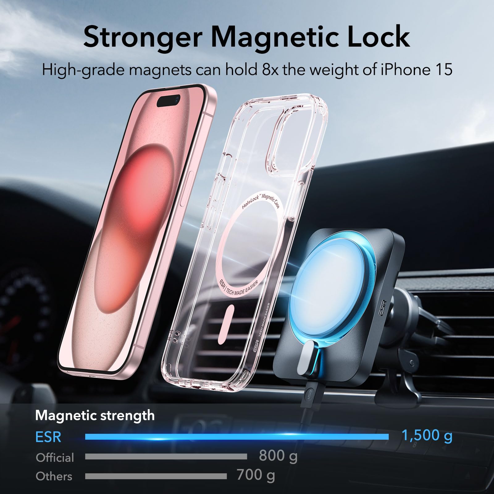 Foto 4 pulgar | Funda Esr Para Iphone 15 Con Magsafe, De Grado Militar, Resistente Al Amarilleo, Color Rosa Transparente - Venta