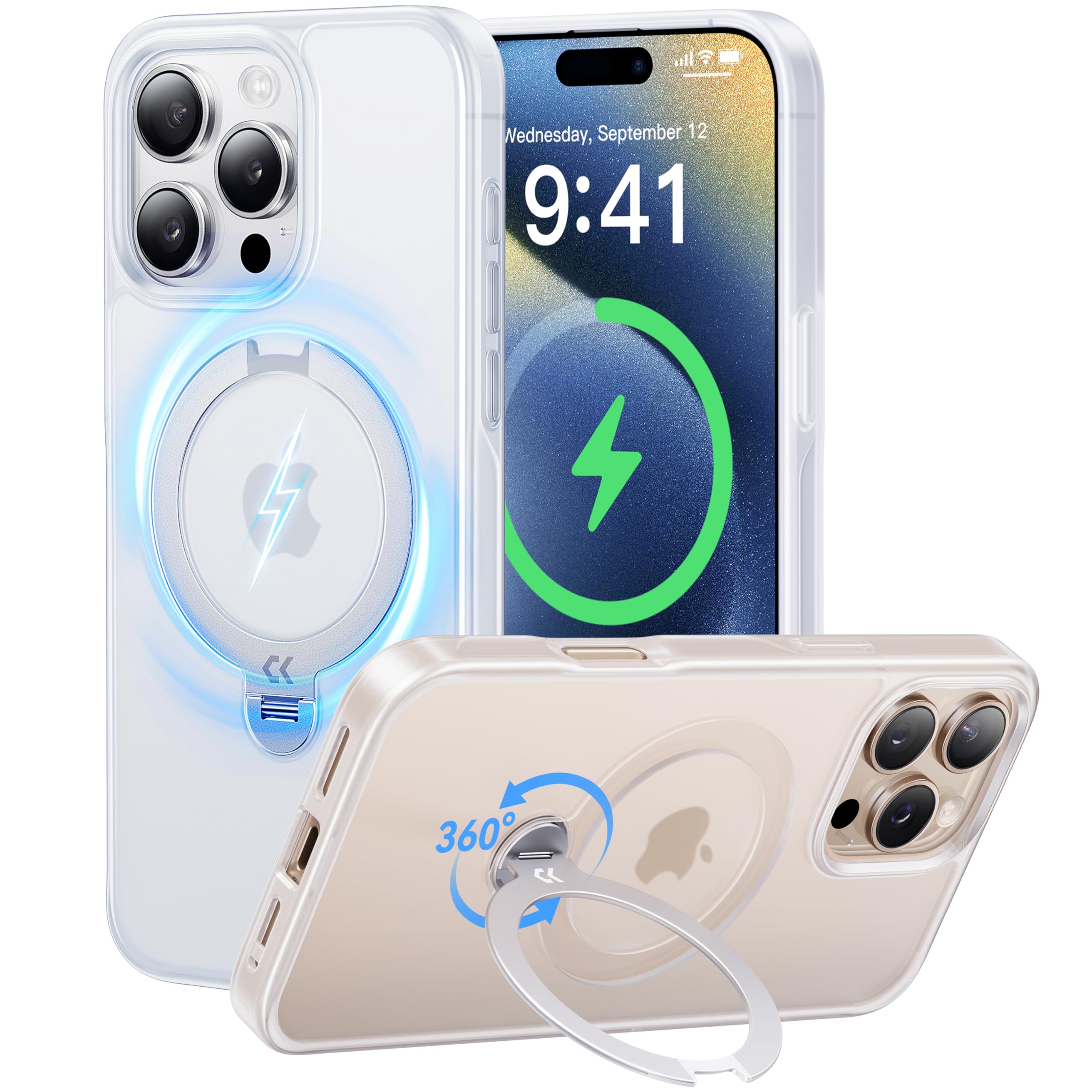 Funda Casekoo Para Iphone 16 Pro Con Soporte De 360°, Color Blanco - Venta Internacional.