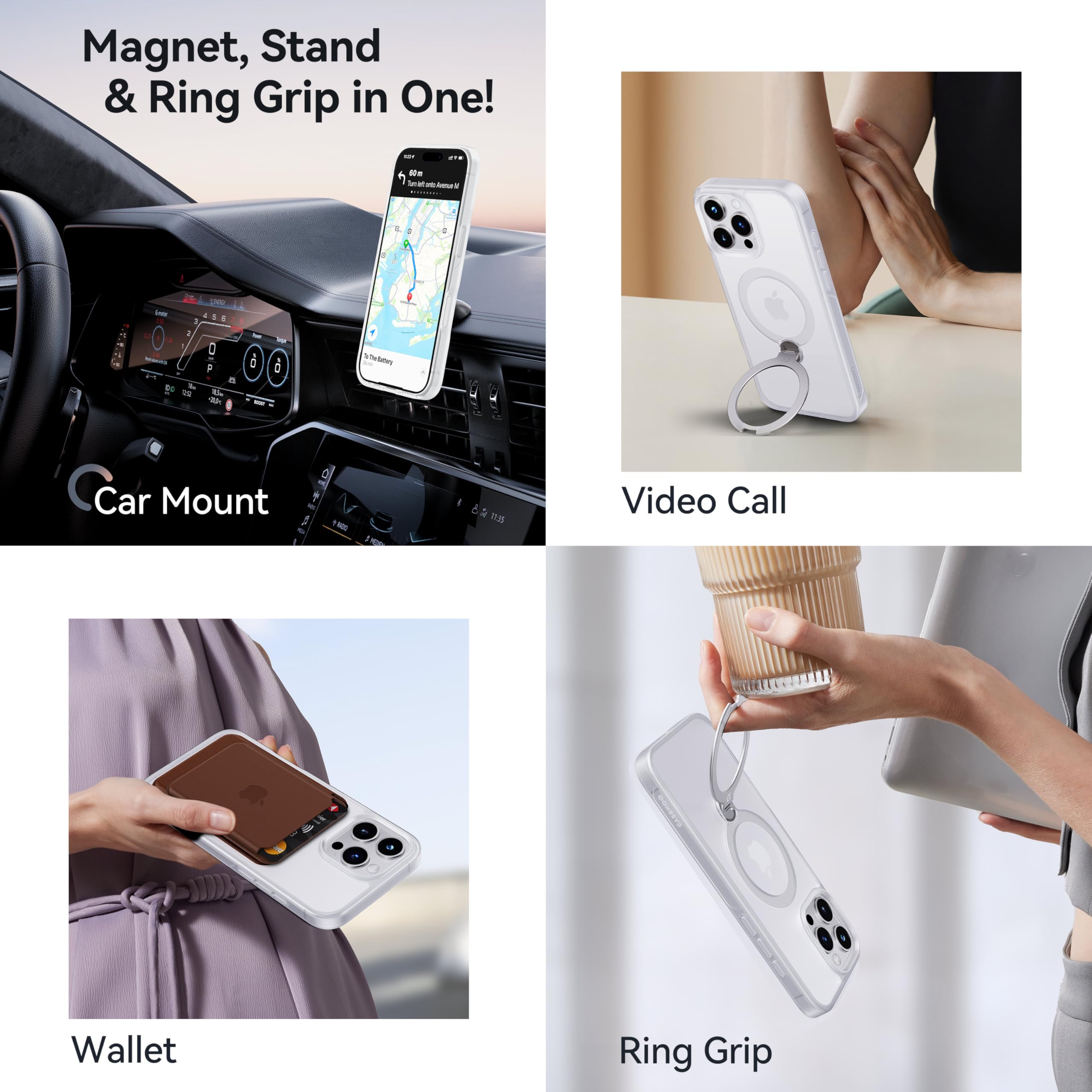 Foto 5 pulgar | Funda Casekoo Para Iphone 16 Pro Con Soporte De 360°, Color Blanco - Venta Internacional.