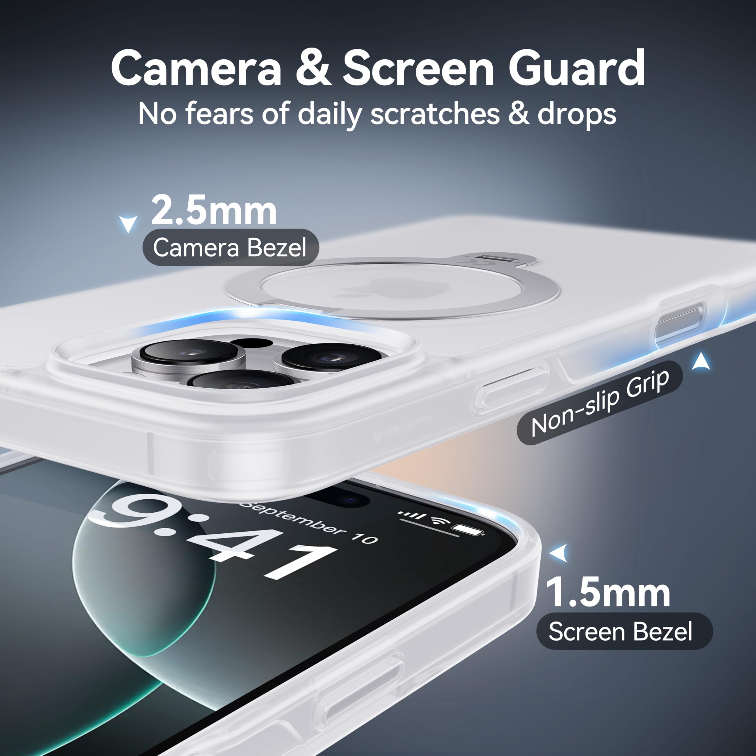 Foto 7 pulgar | Funda Casekoo Para Iphone 16 Pro Con Soporte De 360°, Color Blanco - Venta Internacional.