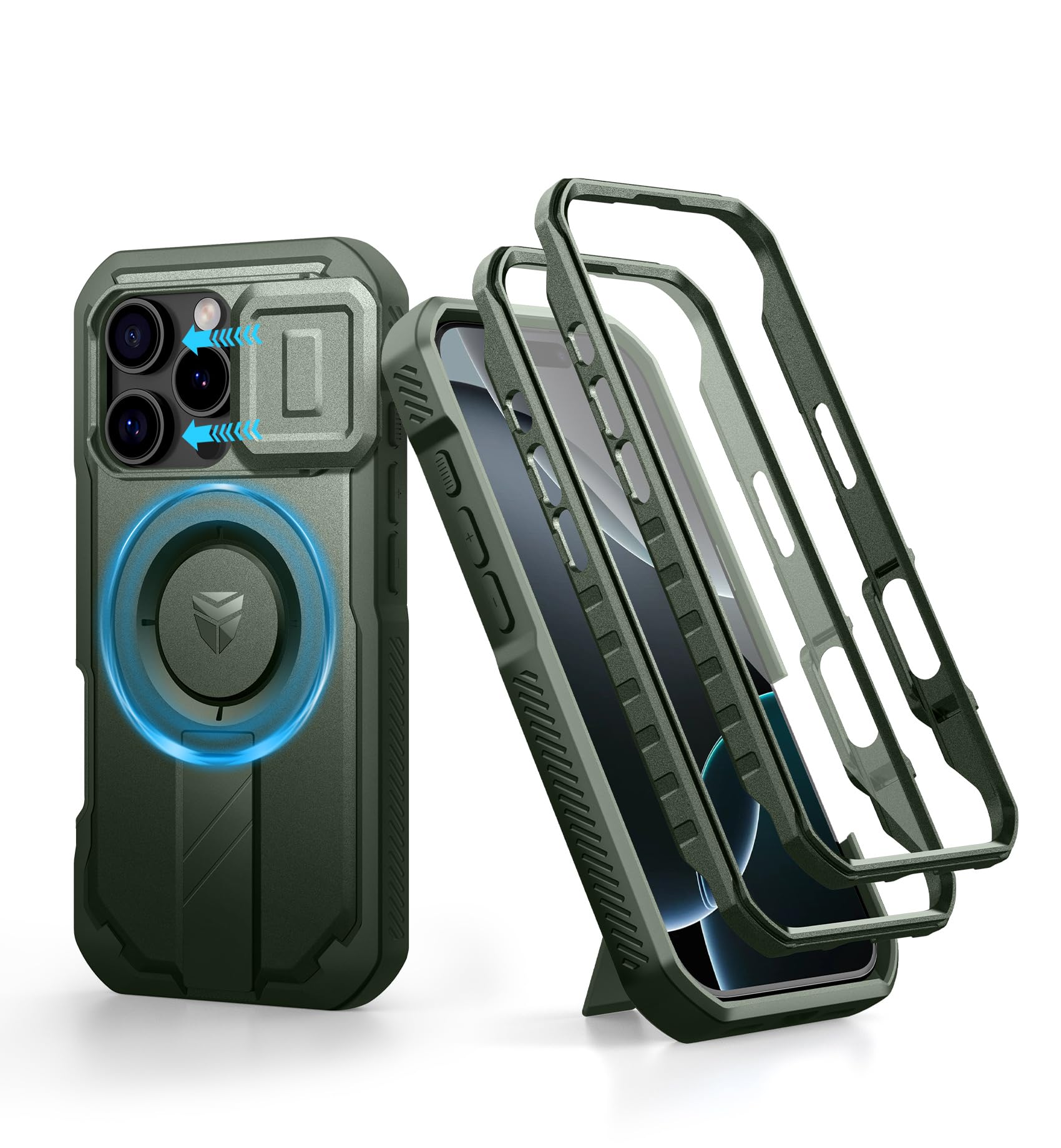 Foto 2 pulgar | Funda Dexnor Para Iphone 16 Pro Con Cámara Deslizante, Color Verde Militar - Venta Internacional.
