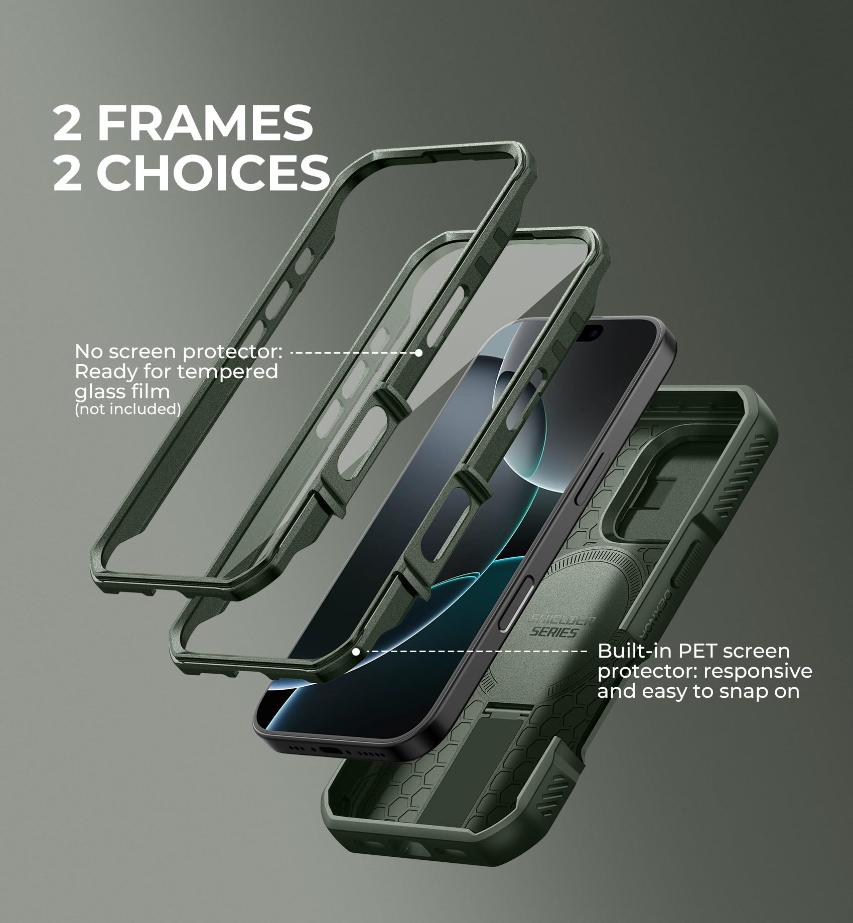 Foto 7 pulgar | Funda Dexnor Para Iphone 16 Pro Con Cámara Deslizante, Color Verde Militar - Venta Internacional.