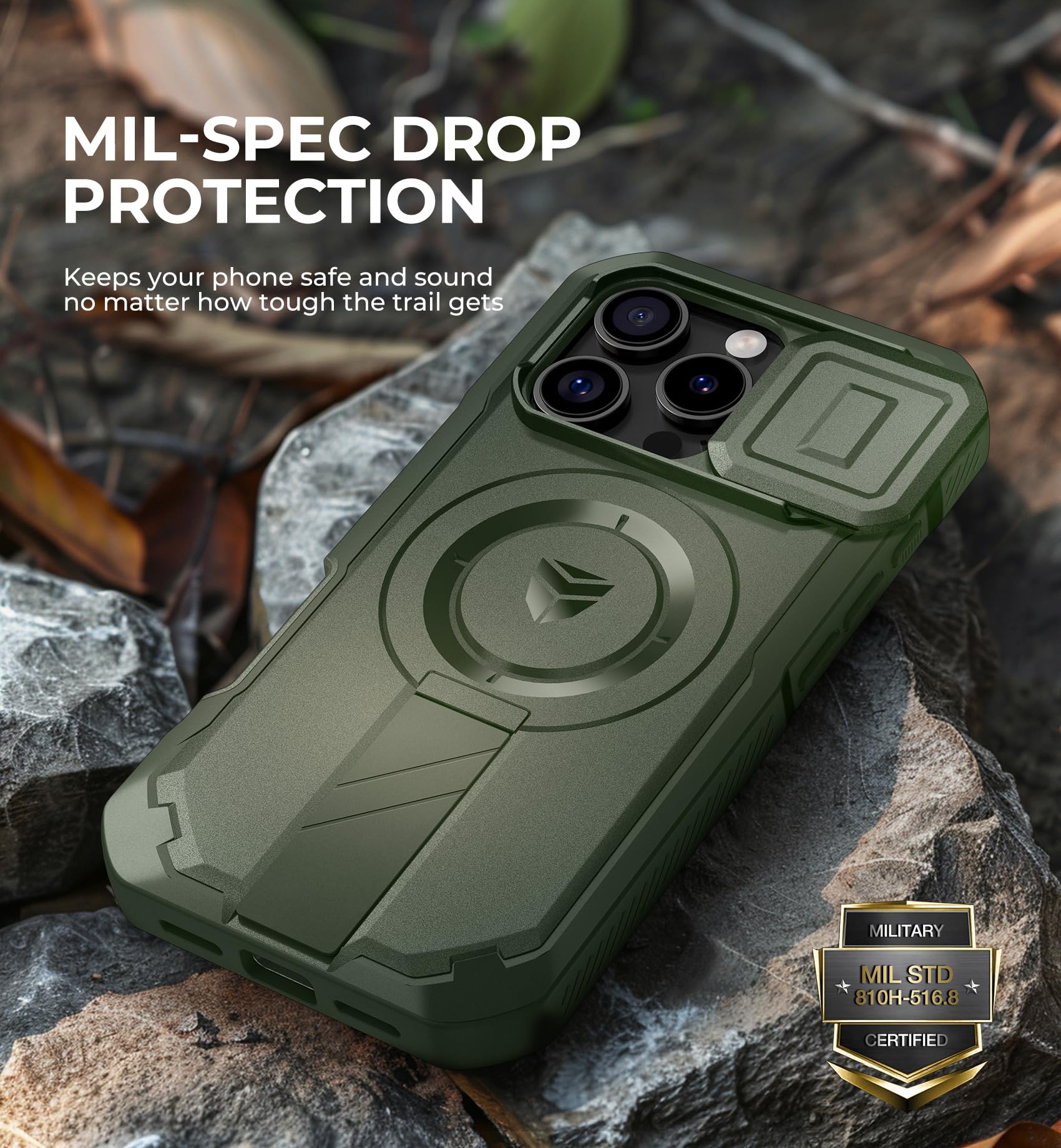 Foto 8 pulgar | Funda Dexnor Para Iphone 16 Pro Con Cámara Deslizante, Color Verde Militar - Venta Internacional.