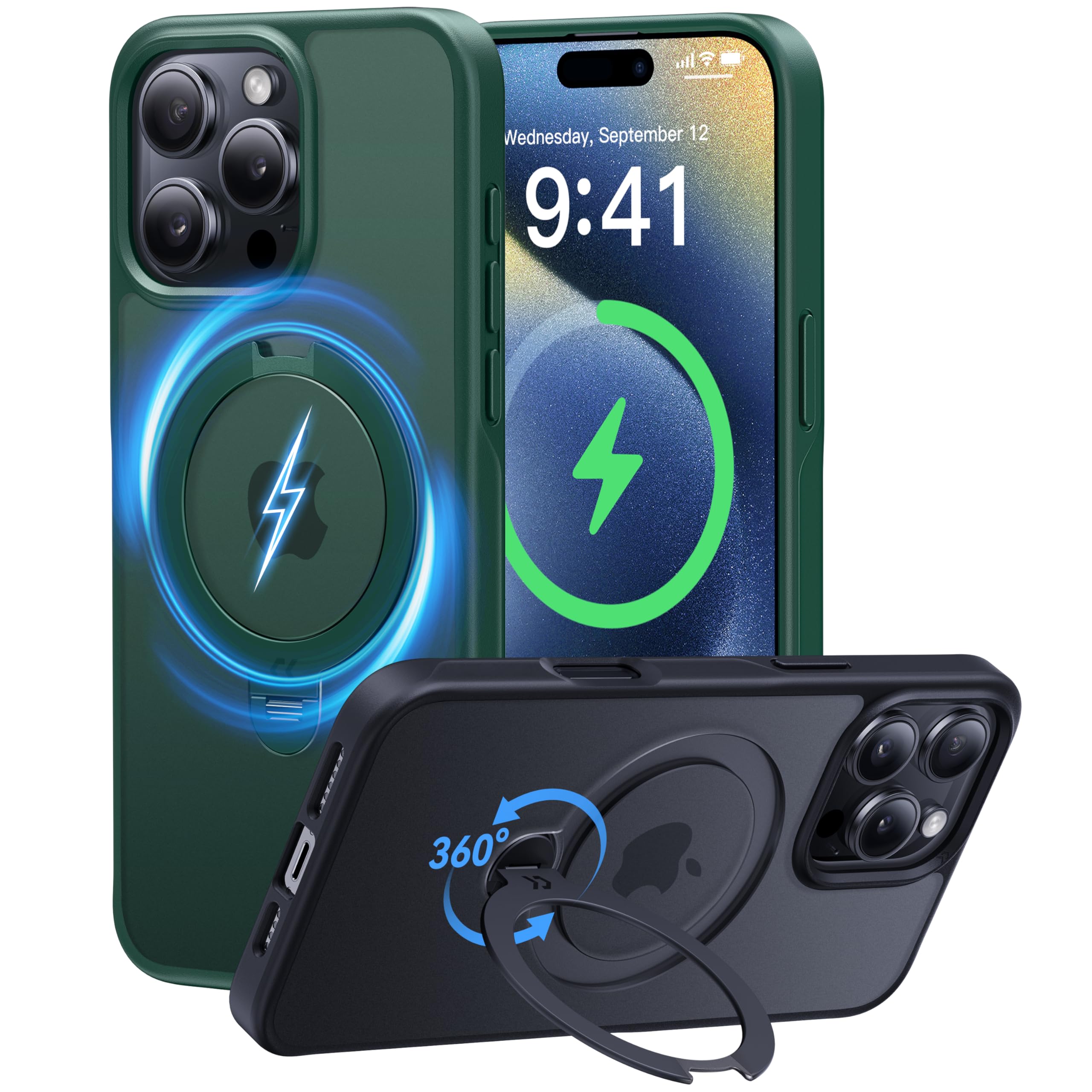 Funda Casekoo Para Iphone 16 Pro Max Con Soporte Verde - Venta Internacional.