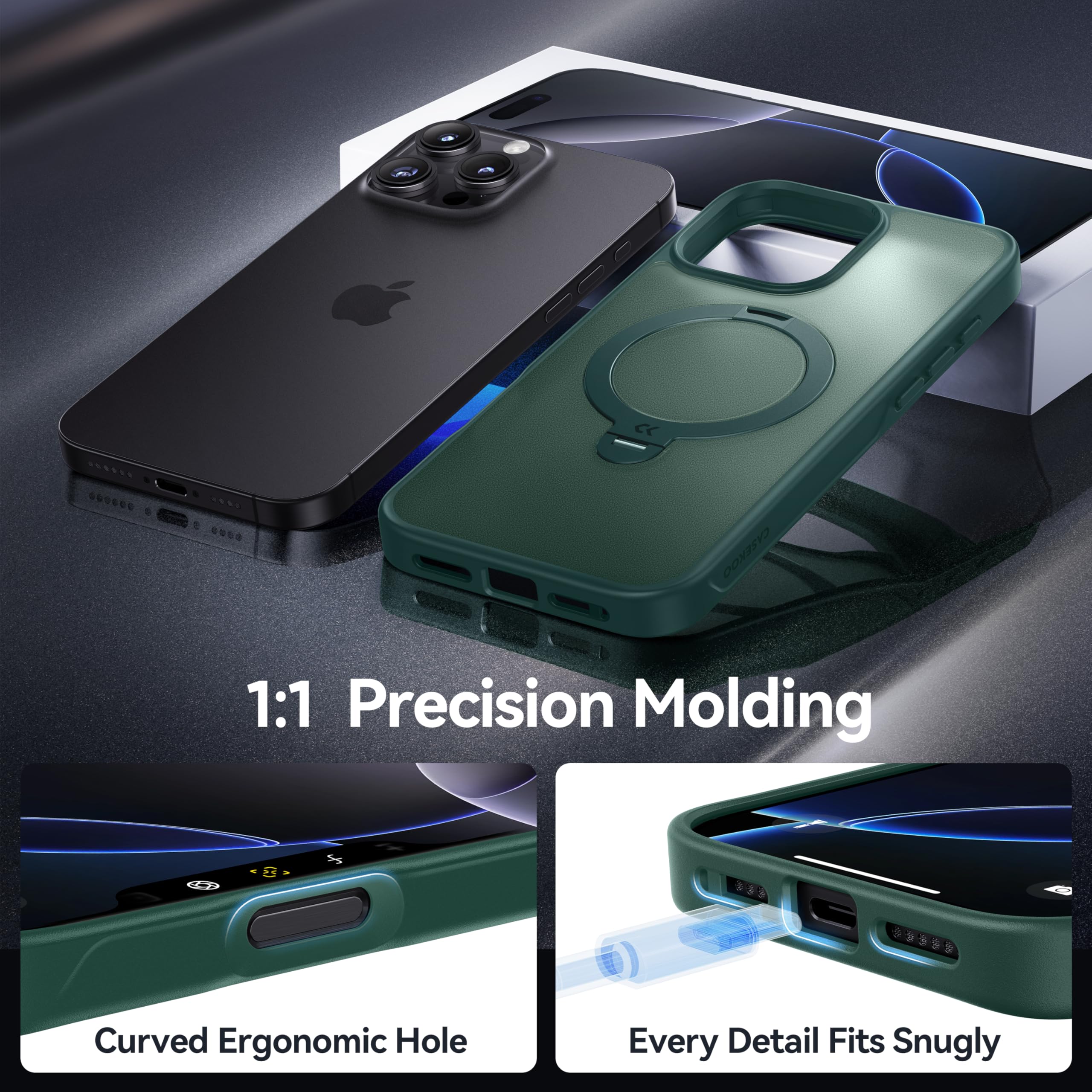 Foto 8 pulgar | Funda Casekoo Para Iphone 16 Pro Max Con Soporte Verde - Venta Internacional.