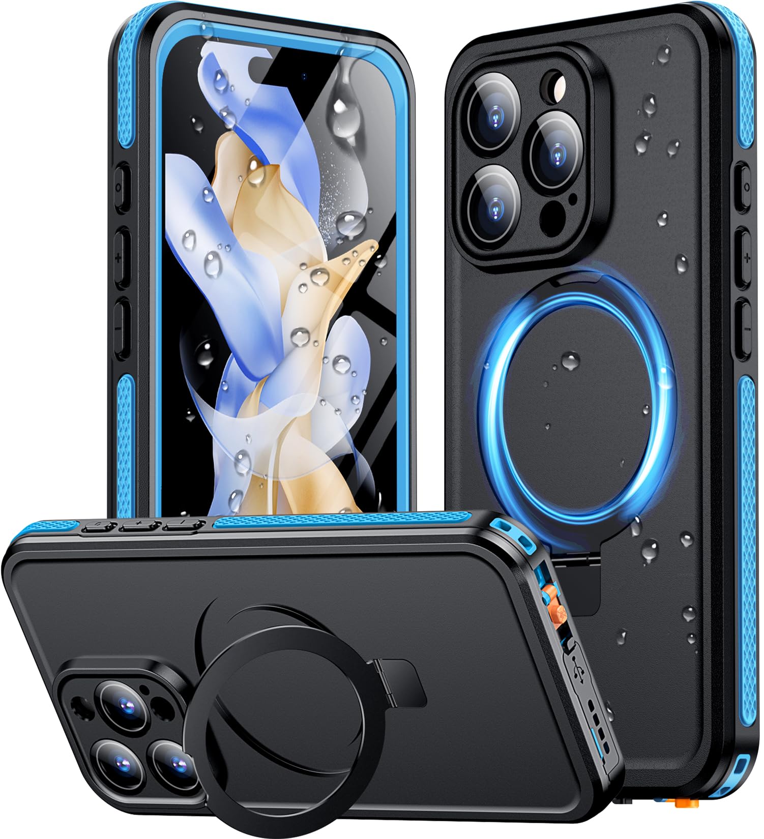 Funda De Teléfono Temdan Magnética Impermeable Para Iphone 16 Pro Azul - Venta Internacional.