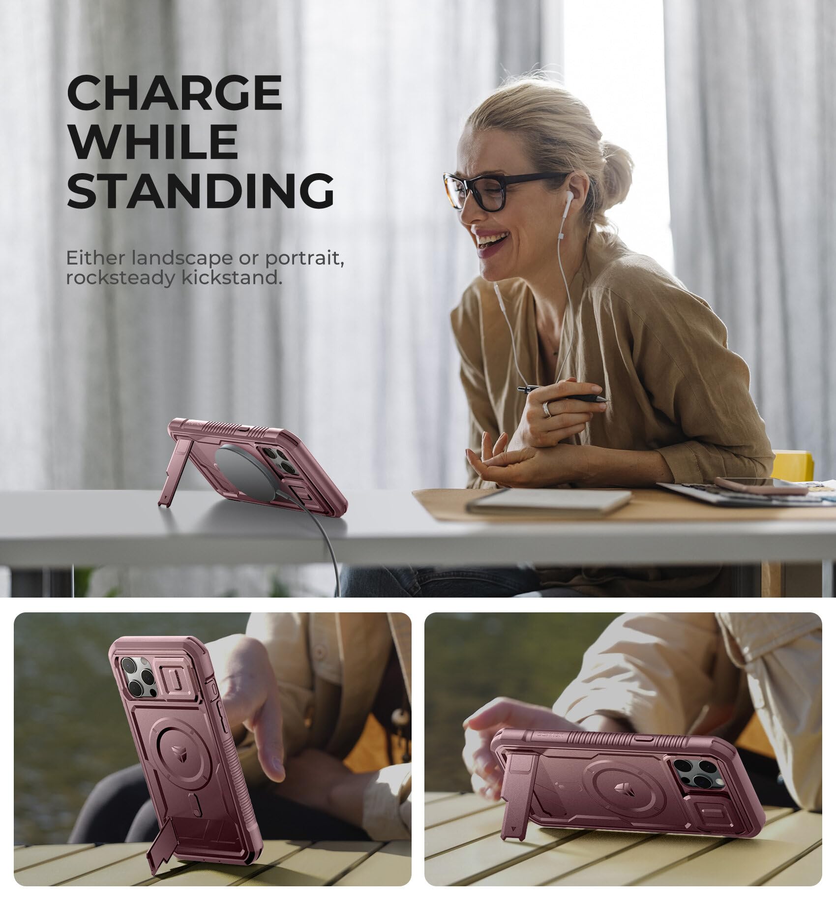 Foto 6 pulgar | Funda Dexnor Para Iphone 12 Pro Max Con Funda De Cámara, Color Rosa - Venta Internacional.
