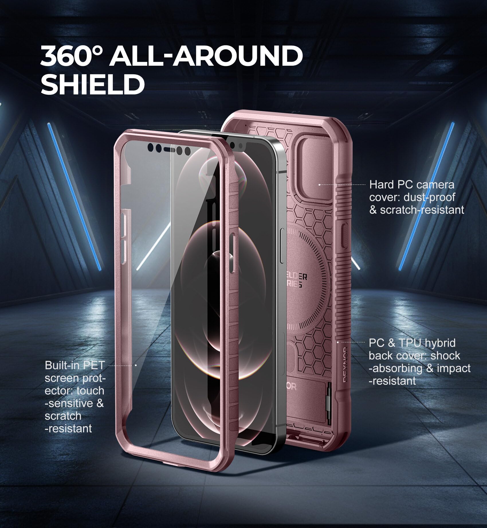Foto 8 pulgar | Funda Dexnor Para Iphone 12 Pro Max Con Funda De Cámara, Color Rosa - Venta Internacional.
