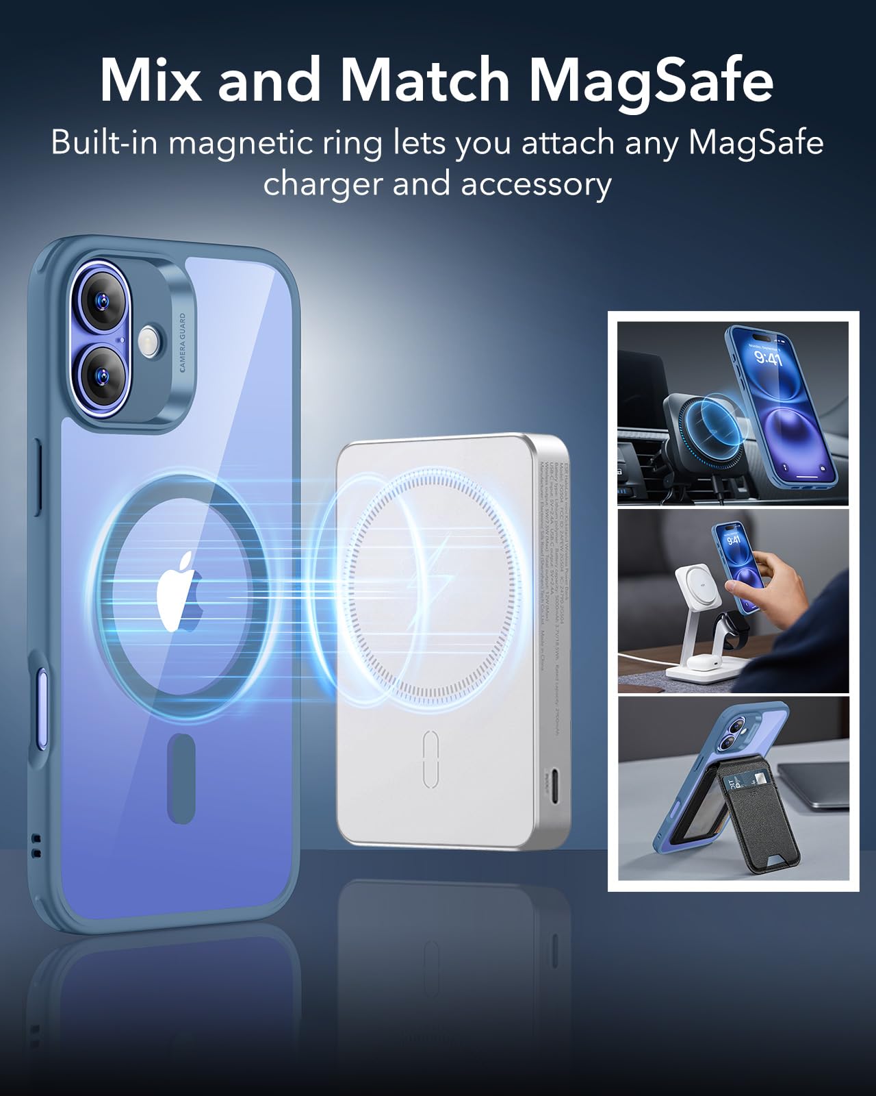 Foto 7 pulgar | Funda Esr Para Iphone 16 Con Magsafe De Grado Militar, Azul - Venta Internacional.