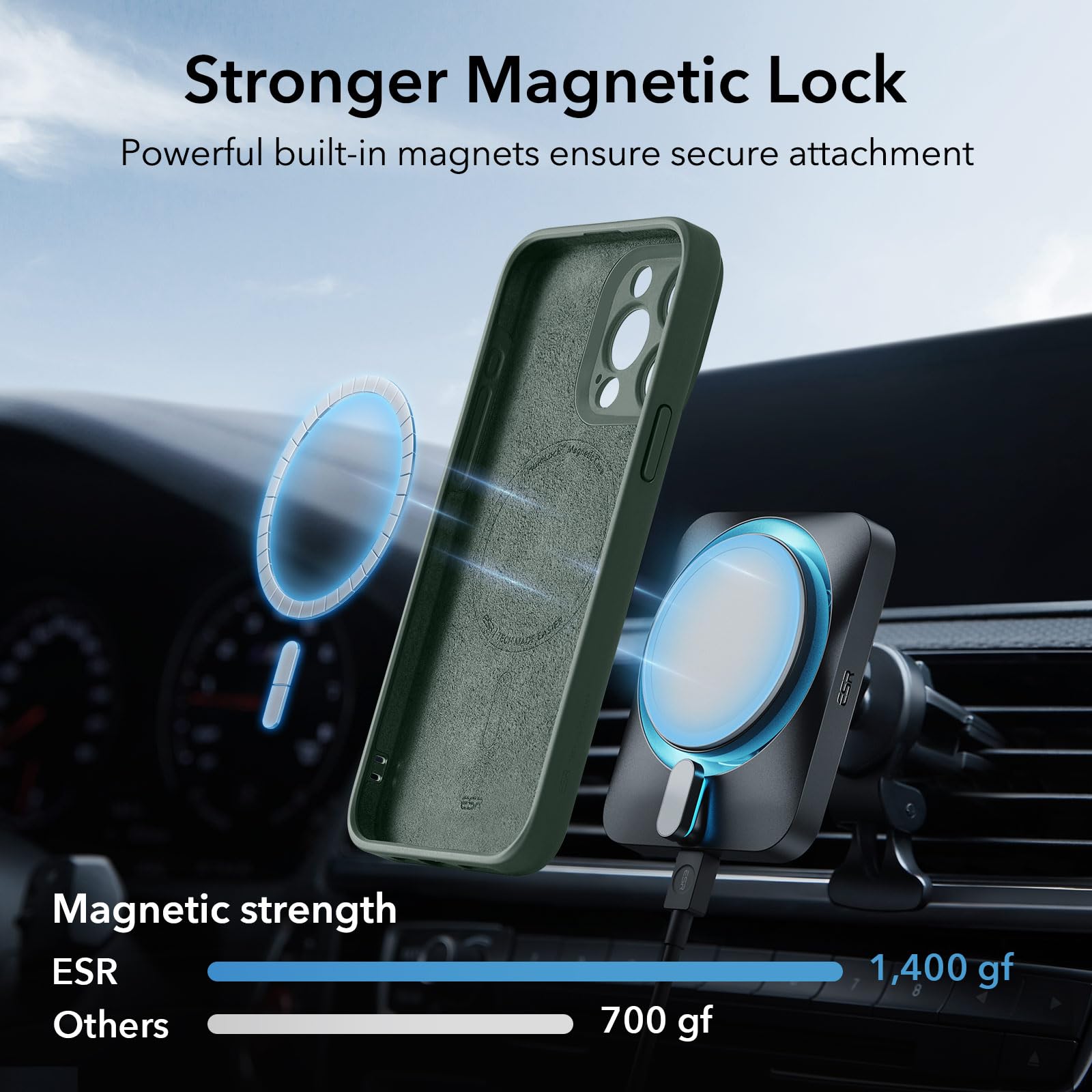 Foto 3 | Funda De Teléfono Esr Para Iphone 15 Pro Max Con Magsafe Green - Venta Internacional.