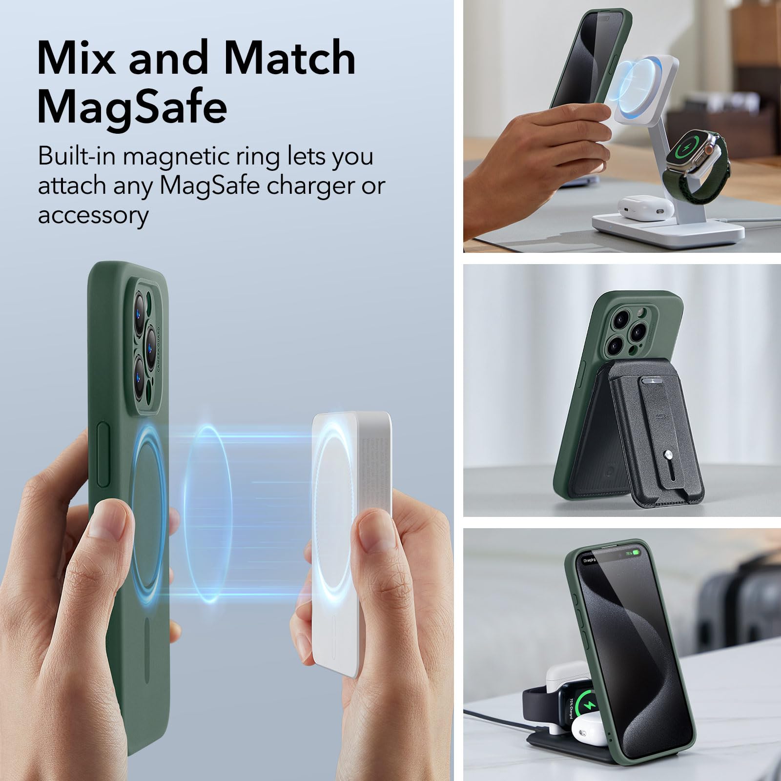 Foto 7 | Funda De Teléfono Esr Para Iphone 15 Pro Max Con Magsafe Green - Venta Internacional.