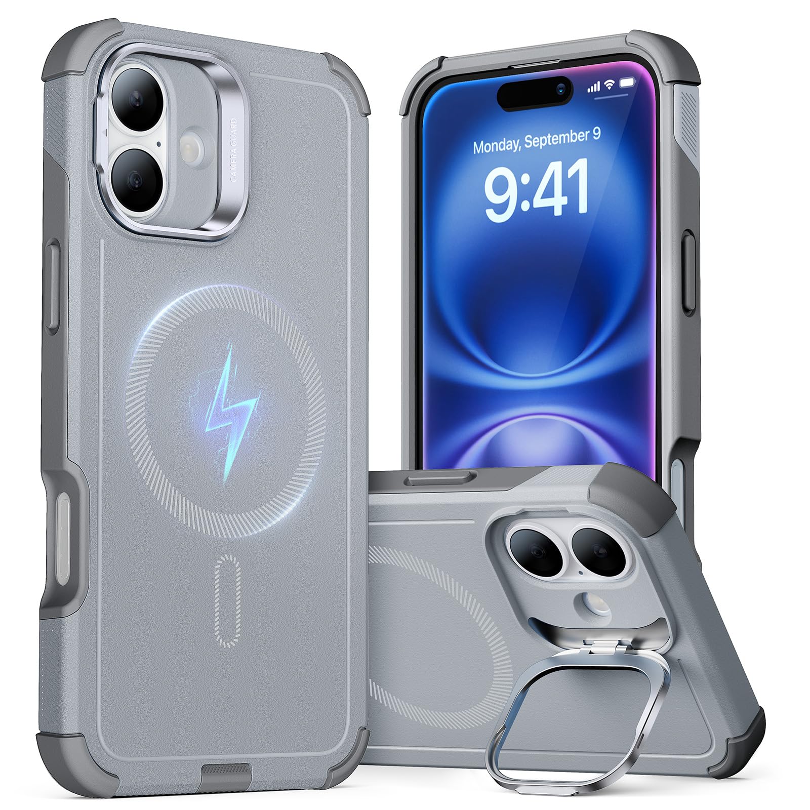 Foto 2 pulgar | Funda Esr Para Iphone 16 Con Soporte De 23 M, Protección Contra Caídas, Gris Claro - Venta Internacional.