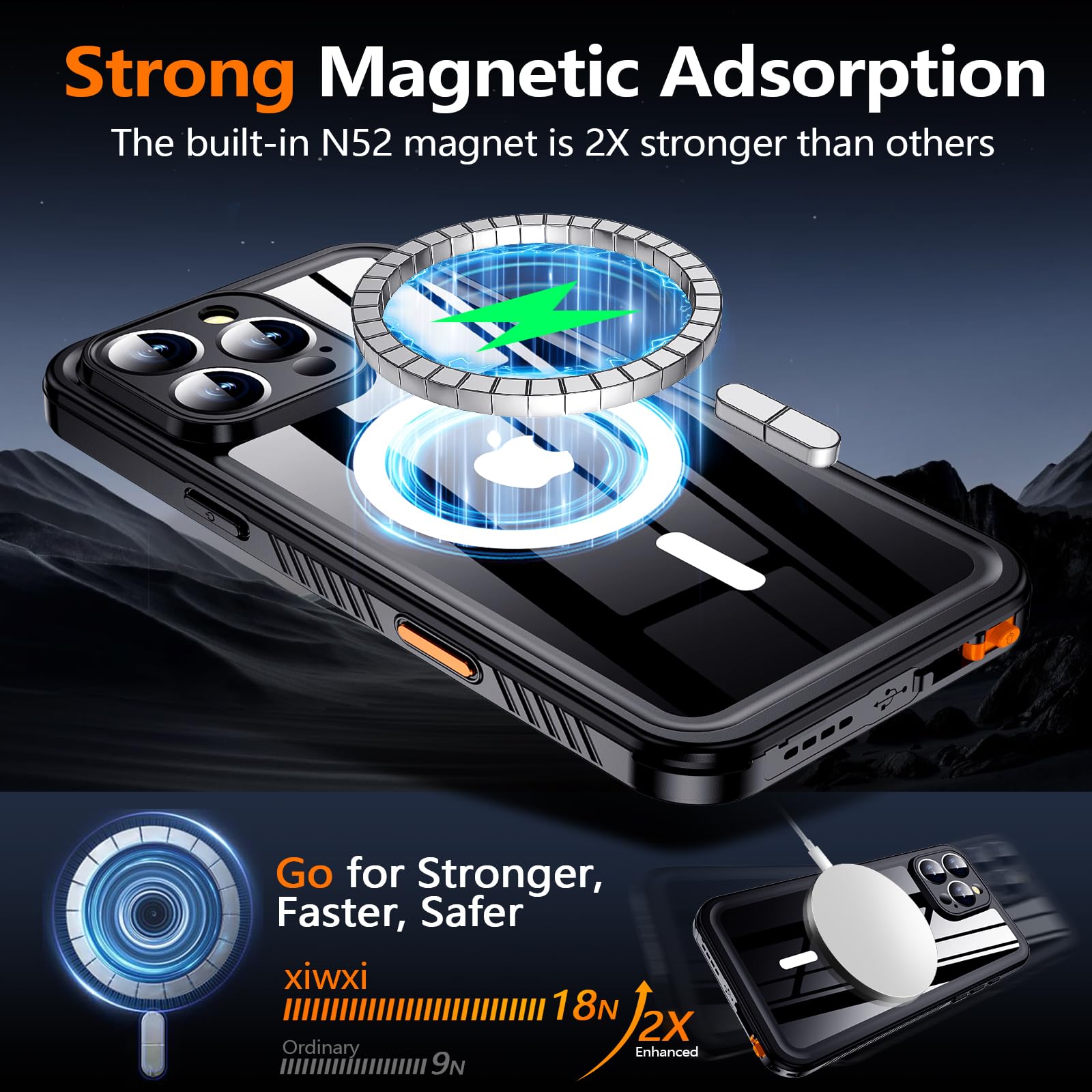 Foto 5 pulgar | Funda De Teléfono Xiwxi Impermeable Ip68 Para Iphone 16 Pro De 6.3 Pulgadas, Negra - Venta Internacional.