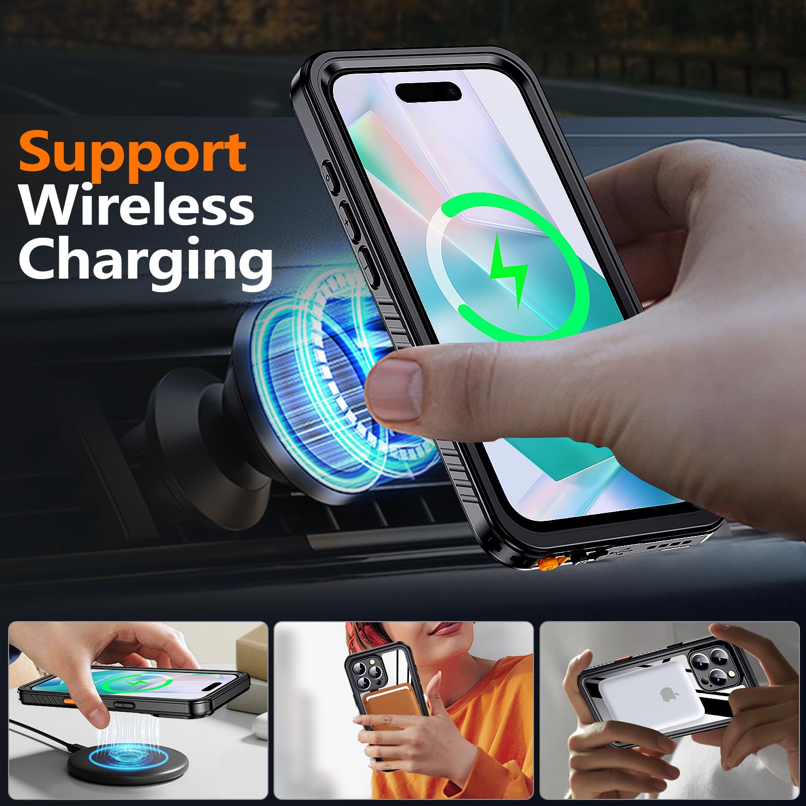 Foto 8 pulgar | Funda De Teléfono Xiwxi Impermeable Ip68 Para Iphone 16 Pro De 6.3 Pulgadas, Negra - Venta Internacional.