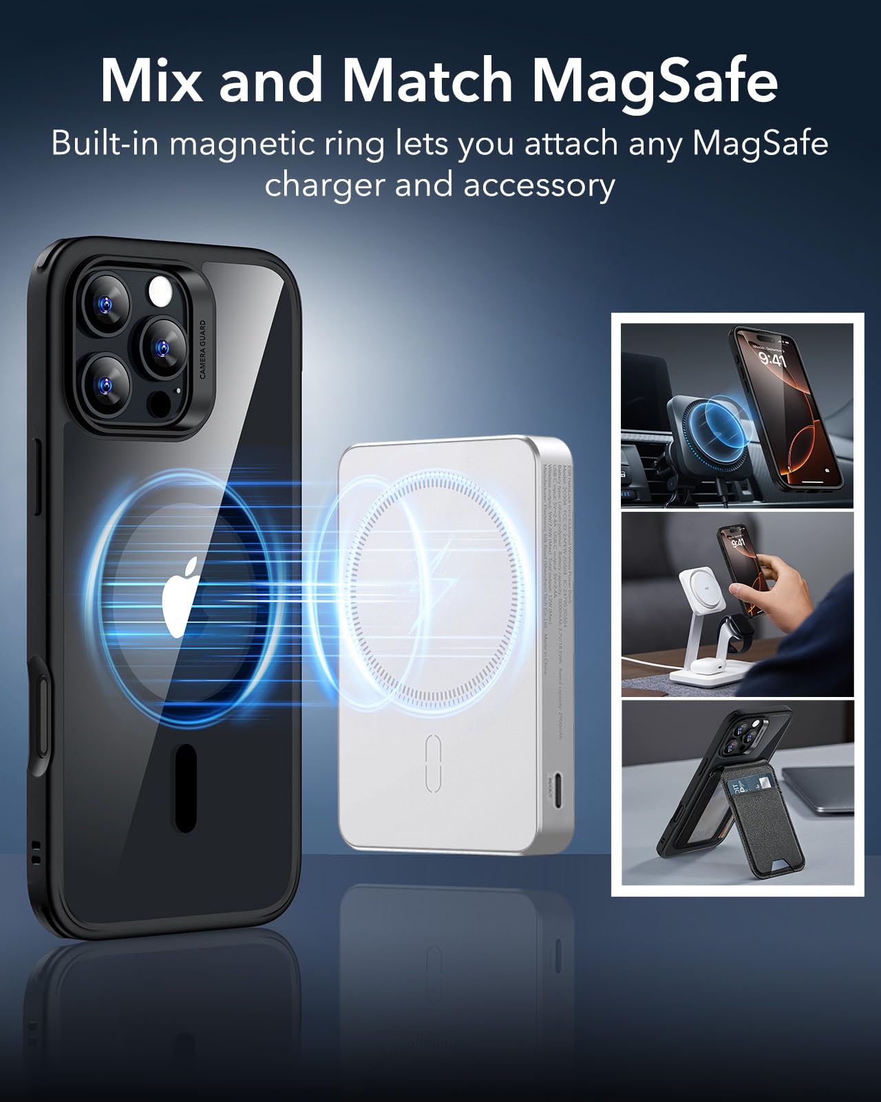 Foto 7 | Funda De Teléfono Esr Para Iphone 16 Pro Con Magsafe Clear Black - Venta Internacional.
