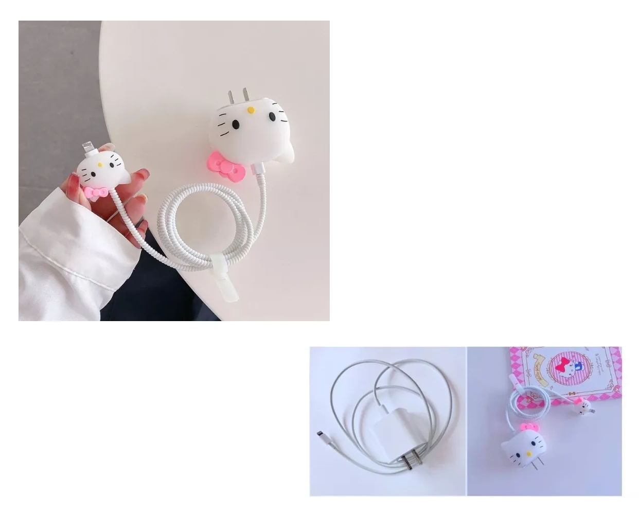 Foto 3 pulgar | Protector Completo Para Cargador De Iphone Tipo C Dibujo 3d Hello Kitty Blanco