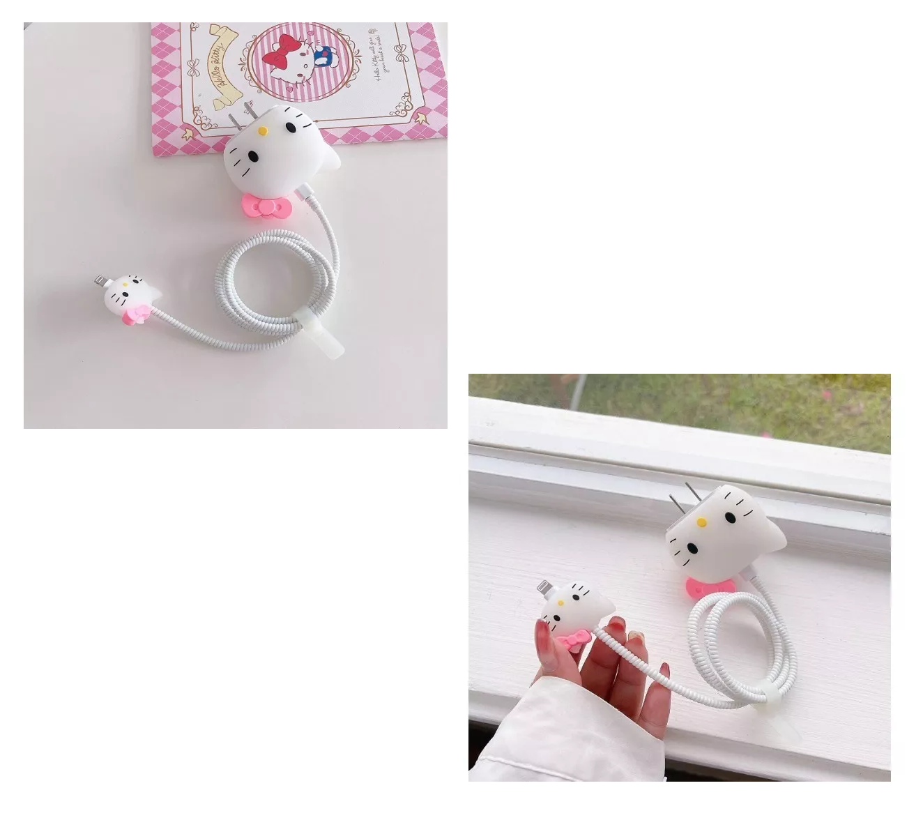 Foto 5 pulgar | Protector Completo Para Cargador De Iphone Tipo C Dibujo 3d Hello Kitty Blanco