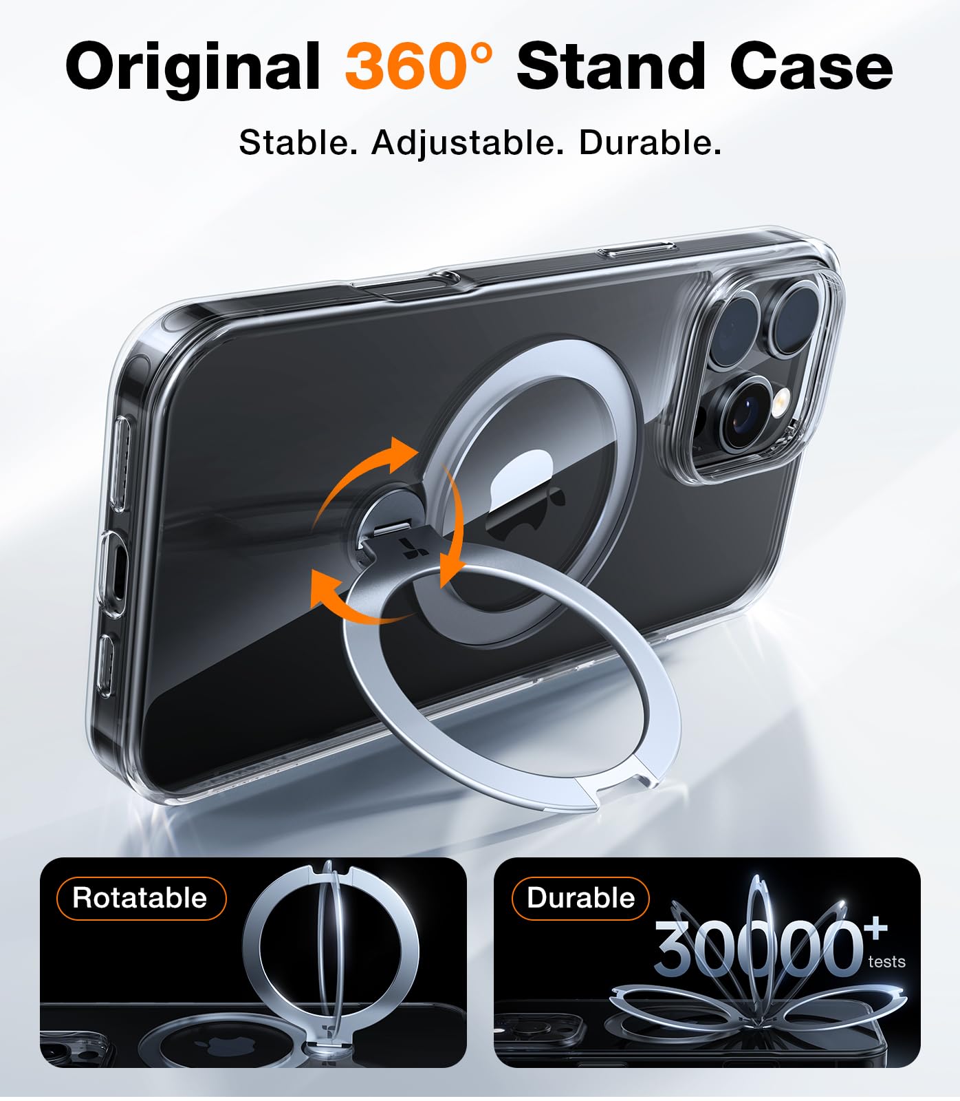 Foto 3 pulgar | Funda Para Teléfono Torras 360° Spin Con Soporte Magnético Para Iphone 16 Pro, Transparente - Venta Internacional.