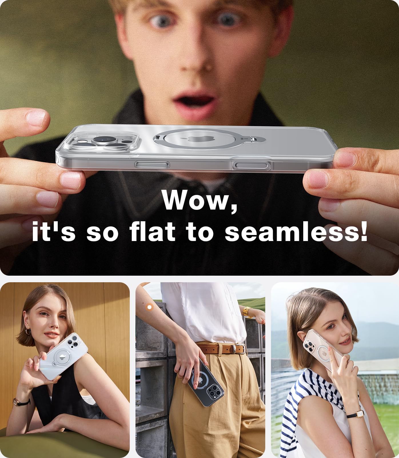 Foto 7 pulgar | Funda Para Teléfono Torras 360° Spin Con Soporte Magnético Para Iphone 16 Pro, Transparente - Venta Internacional.
