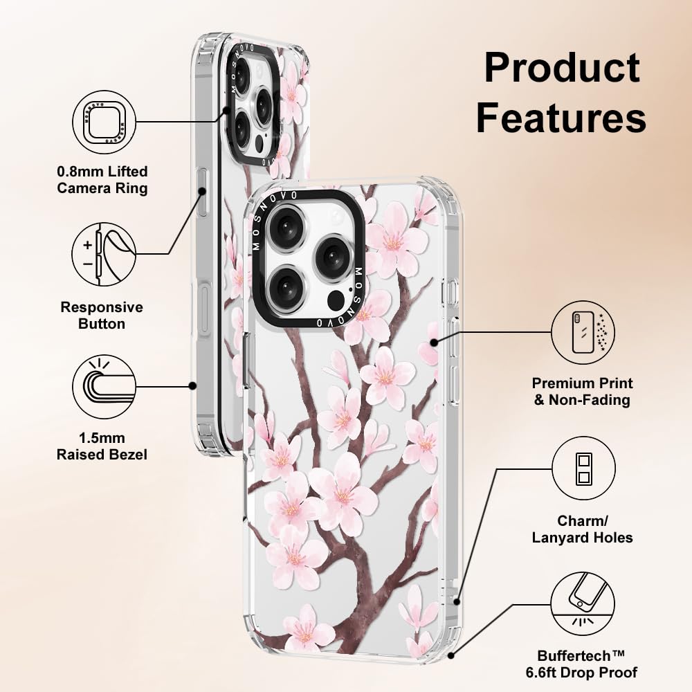 Foto 7 pulgar | Funda De Teléfono Mosnovo Para Iphone 16 Pro, Diseño De Flor De Cerezo - Venta Internacional.