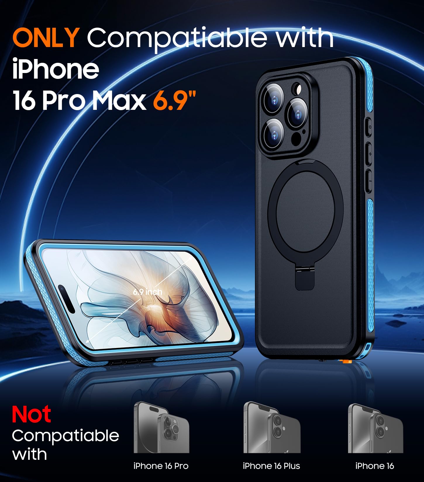 Foto 3 pulgar | Funda De Teléfono Temdan Magnética Impermeable Para Iphone 16 Pro Max - Venta Internacional.