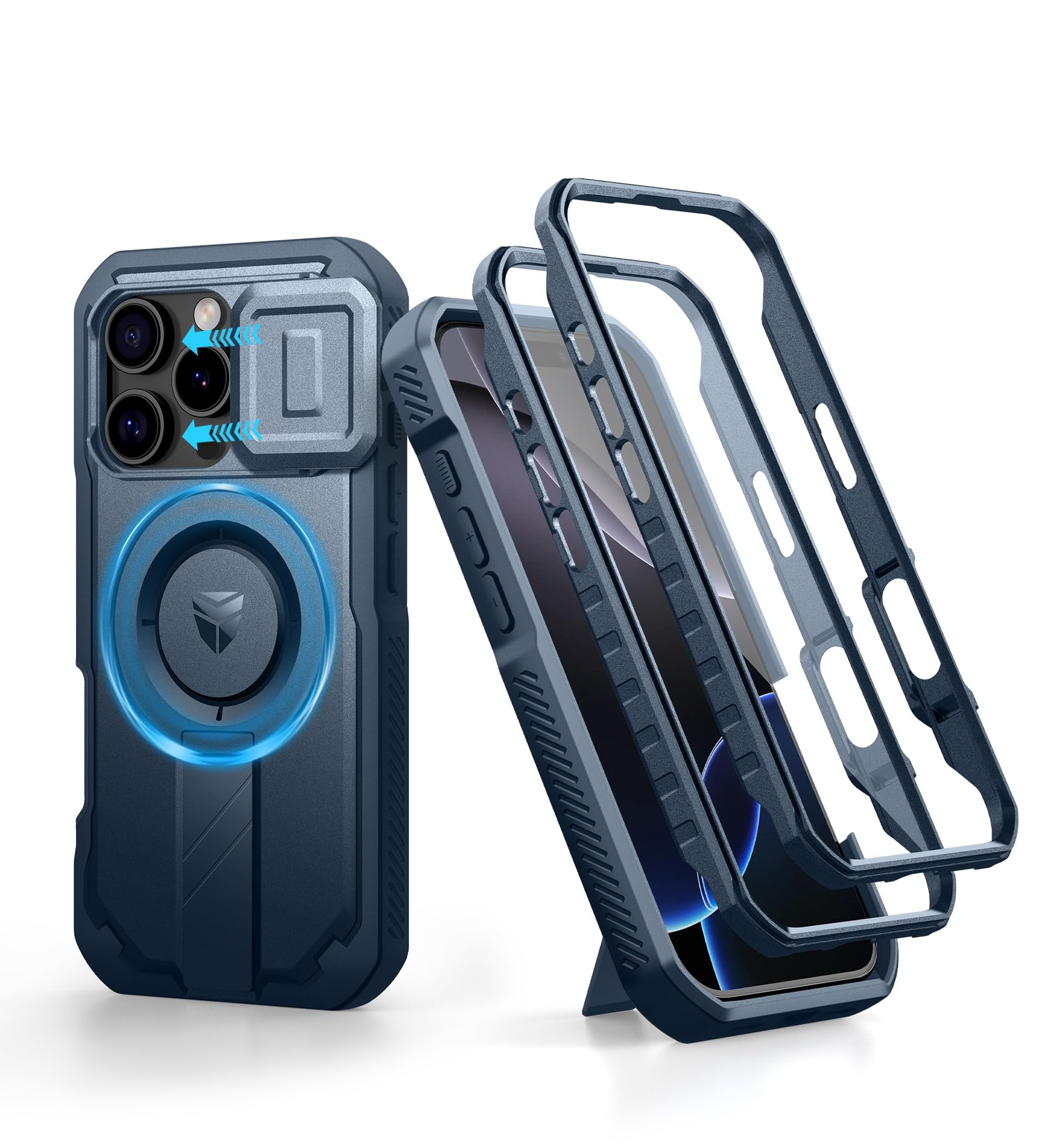 Foto 2 pulgar | Funda Dexnor Para Iphone 16 Pro Con Cámara Deslizante, Color Azul Marino - Venta Internacional.