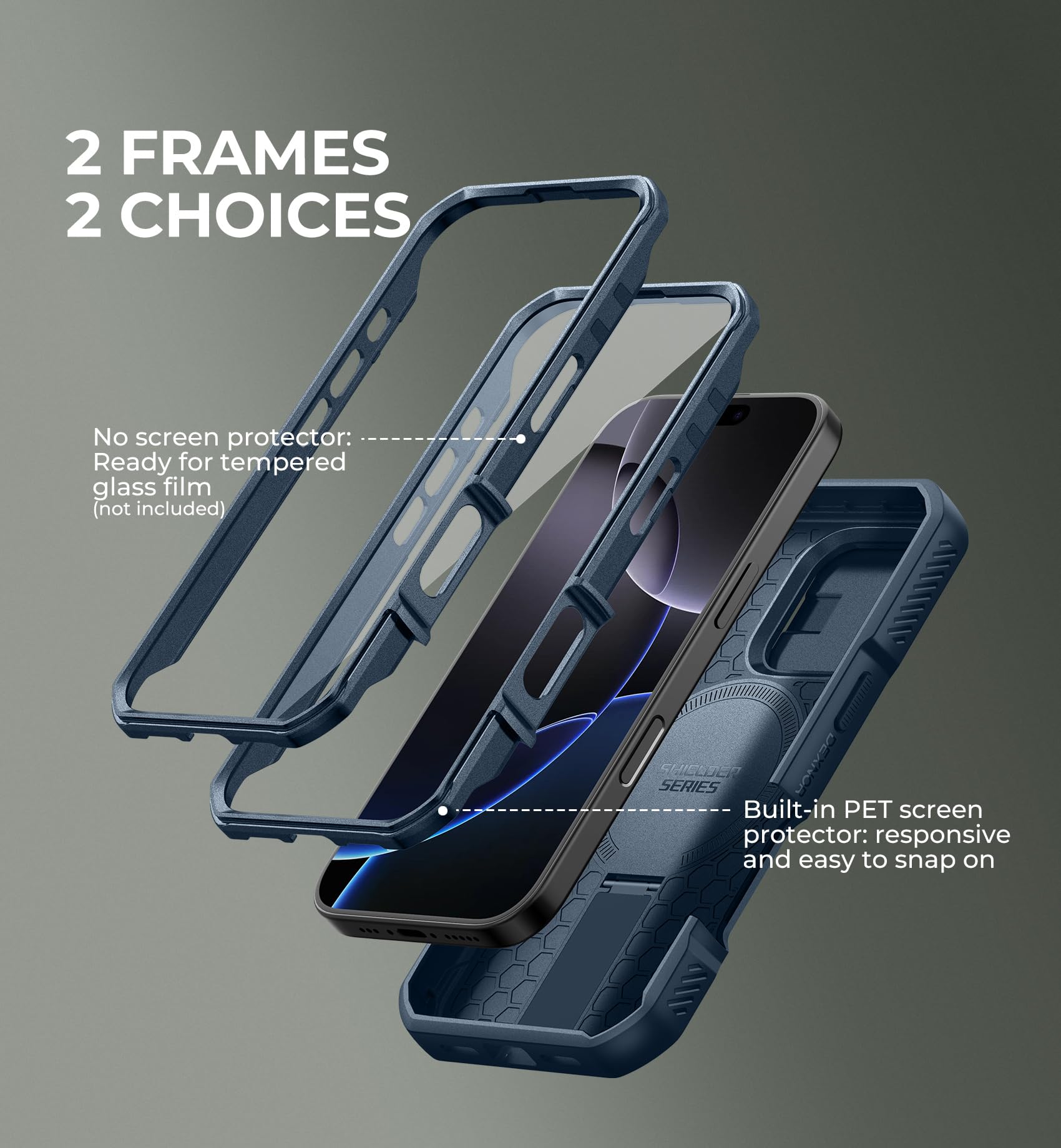 Foto 7 pulgar | Funda Dexnor Para Iphone 16 Pro Con Cámara Deslizante, Color Azul Marino - Venta Internacional.