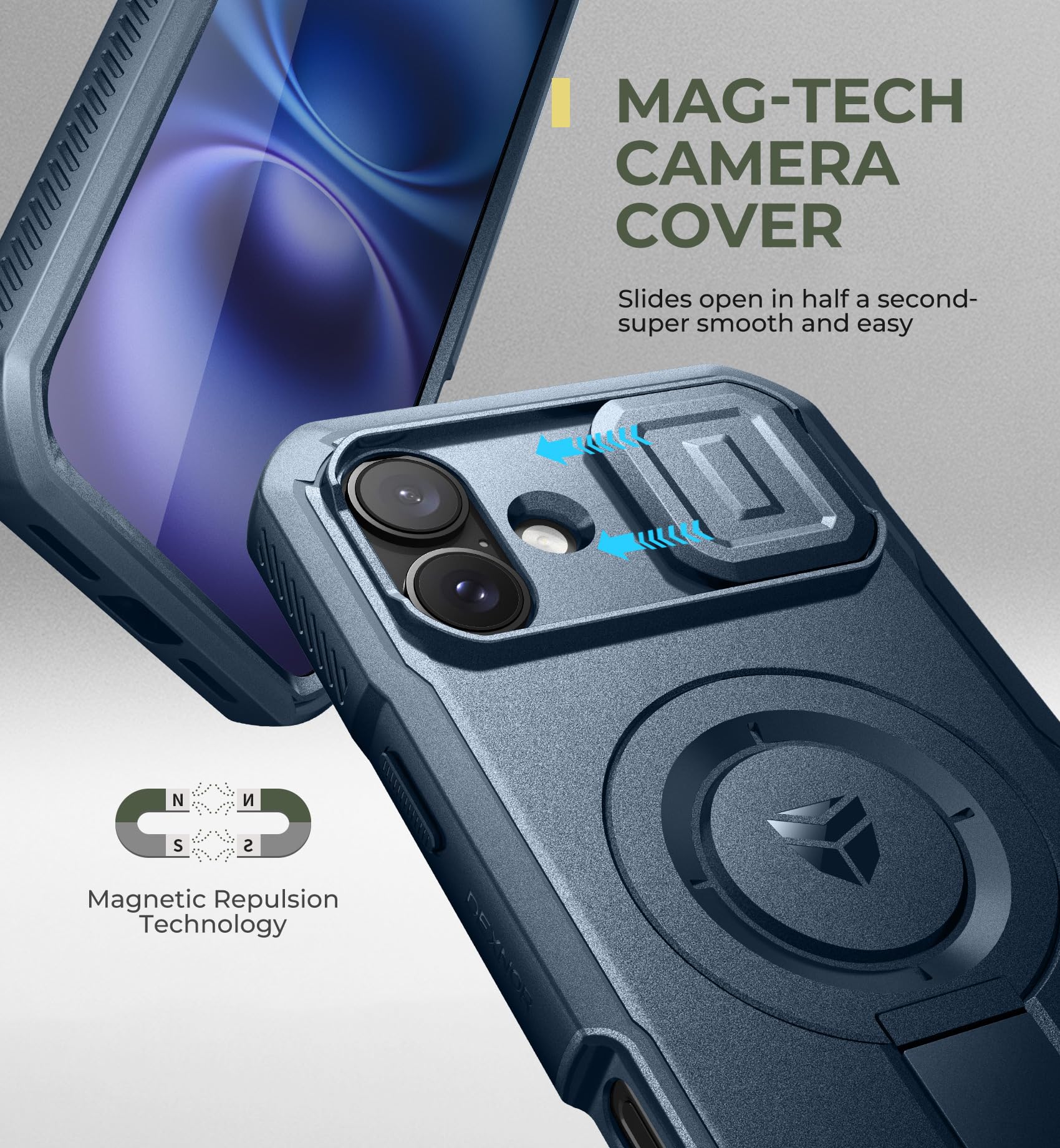 Foto 4 | Funda Dexnor Para Iphone 16 Plus Con Cámara Deslizante, Color Azul Marino - Venta Internacional.