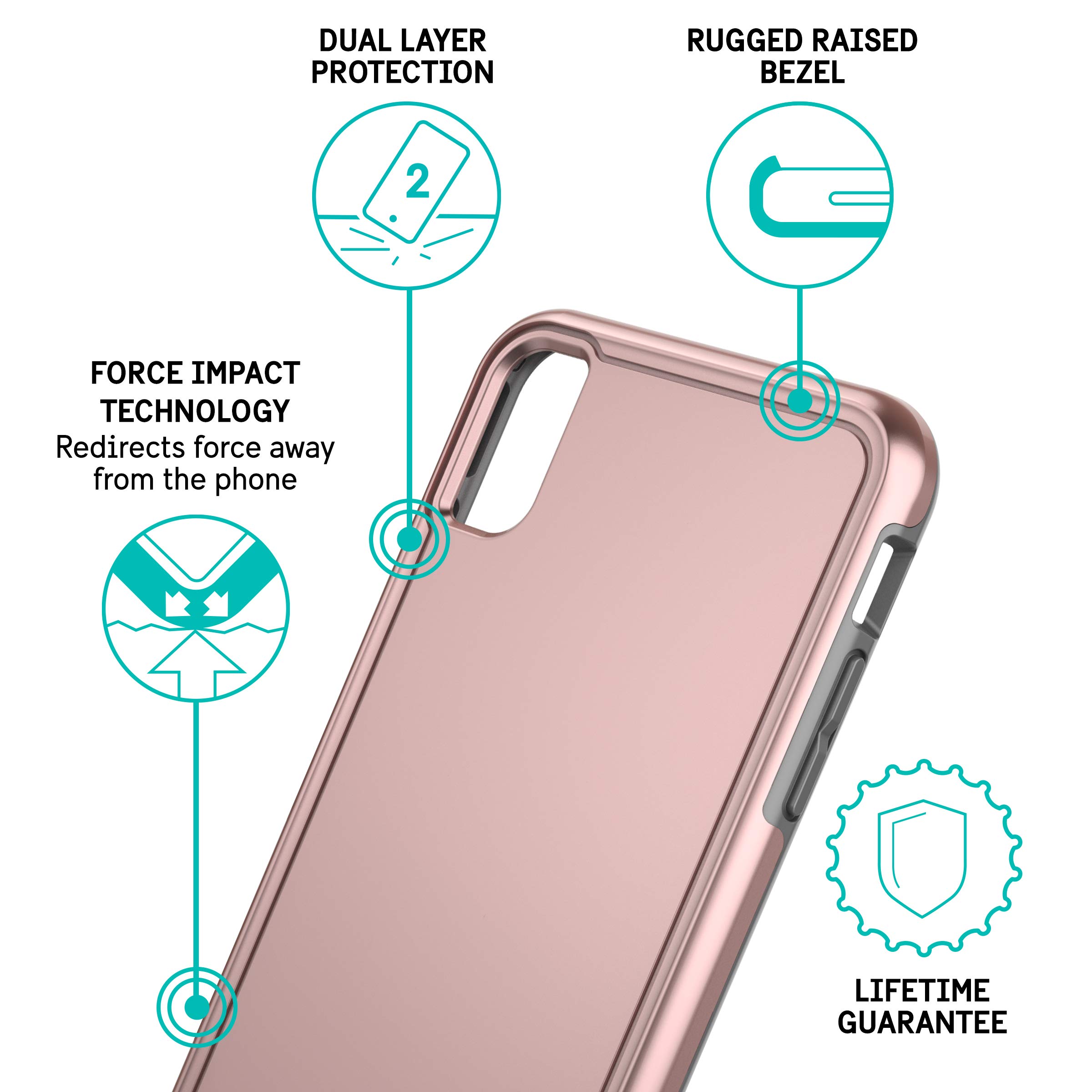 Foto 3 pulgar | Funda Pelican Adventurer Para Iphone Xs Max Metalizado En Oro Rosa Y Gris - Venta Internacional.