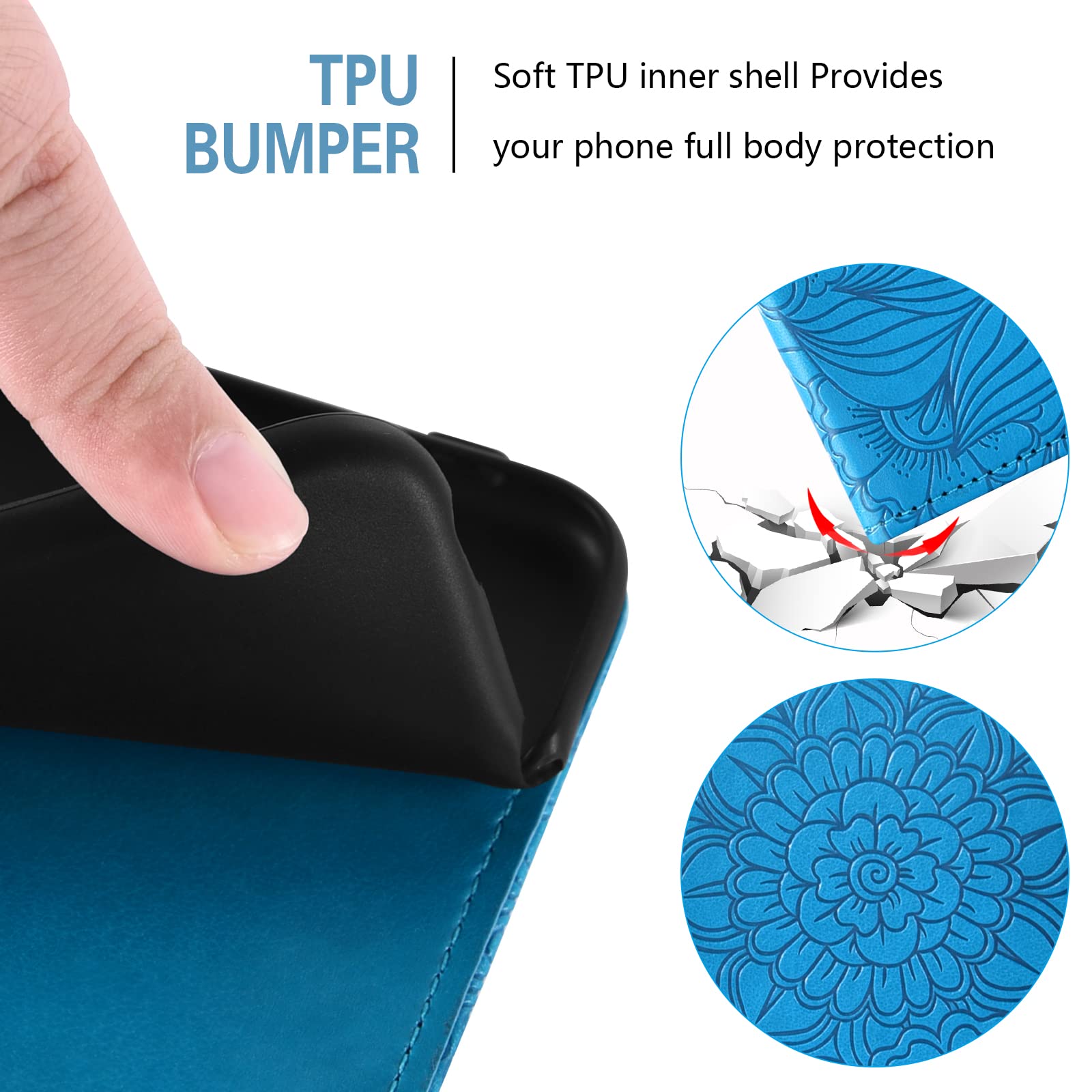 Foto 8 pulgar | Funda Para Teléfono Móvil Wallet + Cristal Templado Zte Blade V20 Smart Blue - Venta Internacional