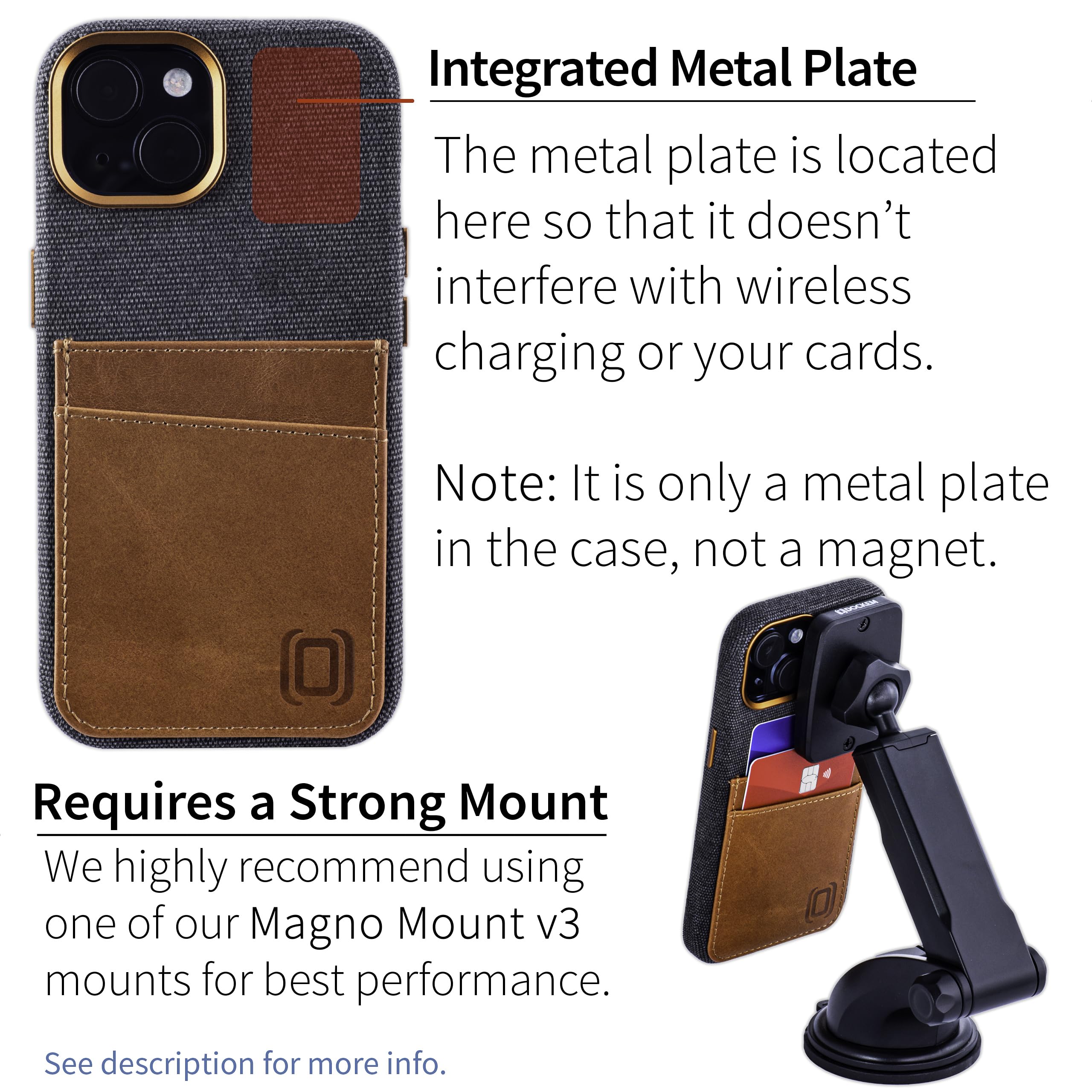 Foto 4 | Tarjetero De Tela Dockem Para Iphone 15 Con Cartera De Piel Gris - Venta Internacional.