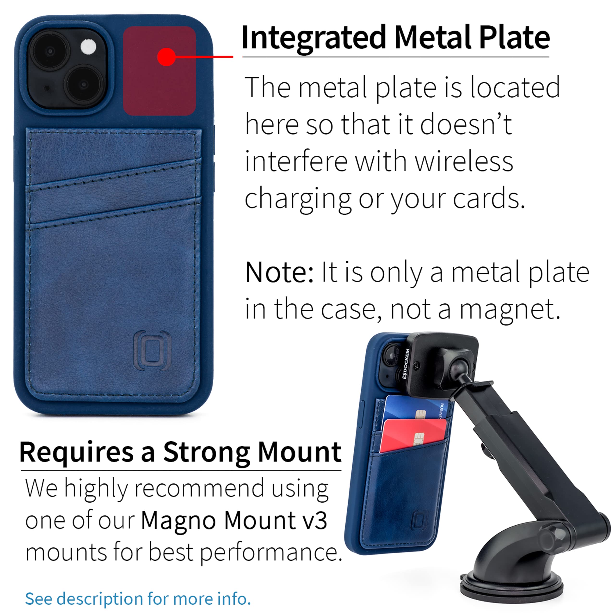 Foto 4 pulgar | Tarjetero Dockem Para Iphone 14 Con Carcasa De Silicona Líquida, Color Azul Marino - Venta Internacional.