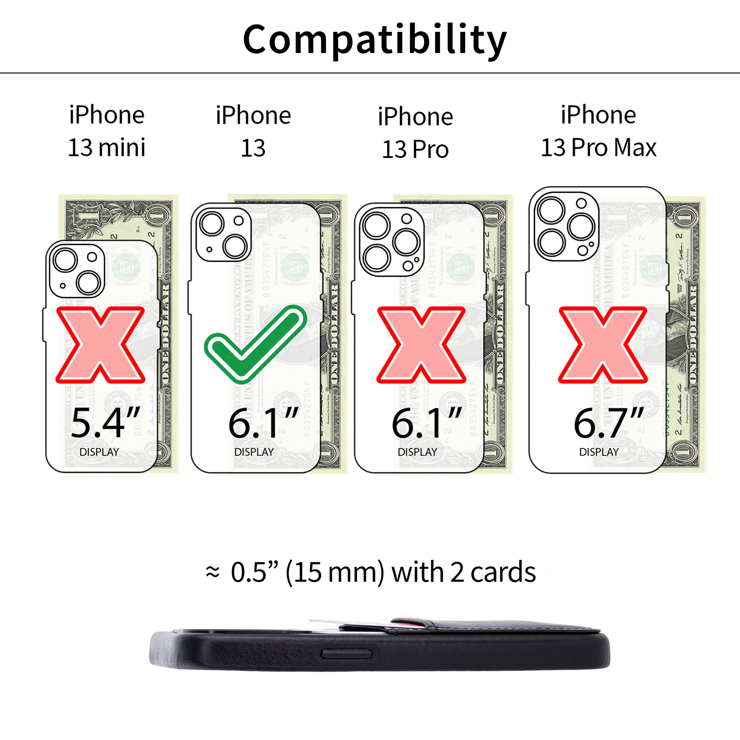 Foto 2 | Tarjetero Dockem De Piel Auténtica Para Iphone 13 De 6.1 Pulgadas, Color Negro - Venta Internacional.