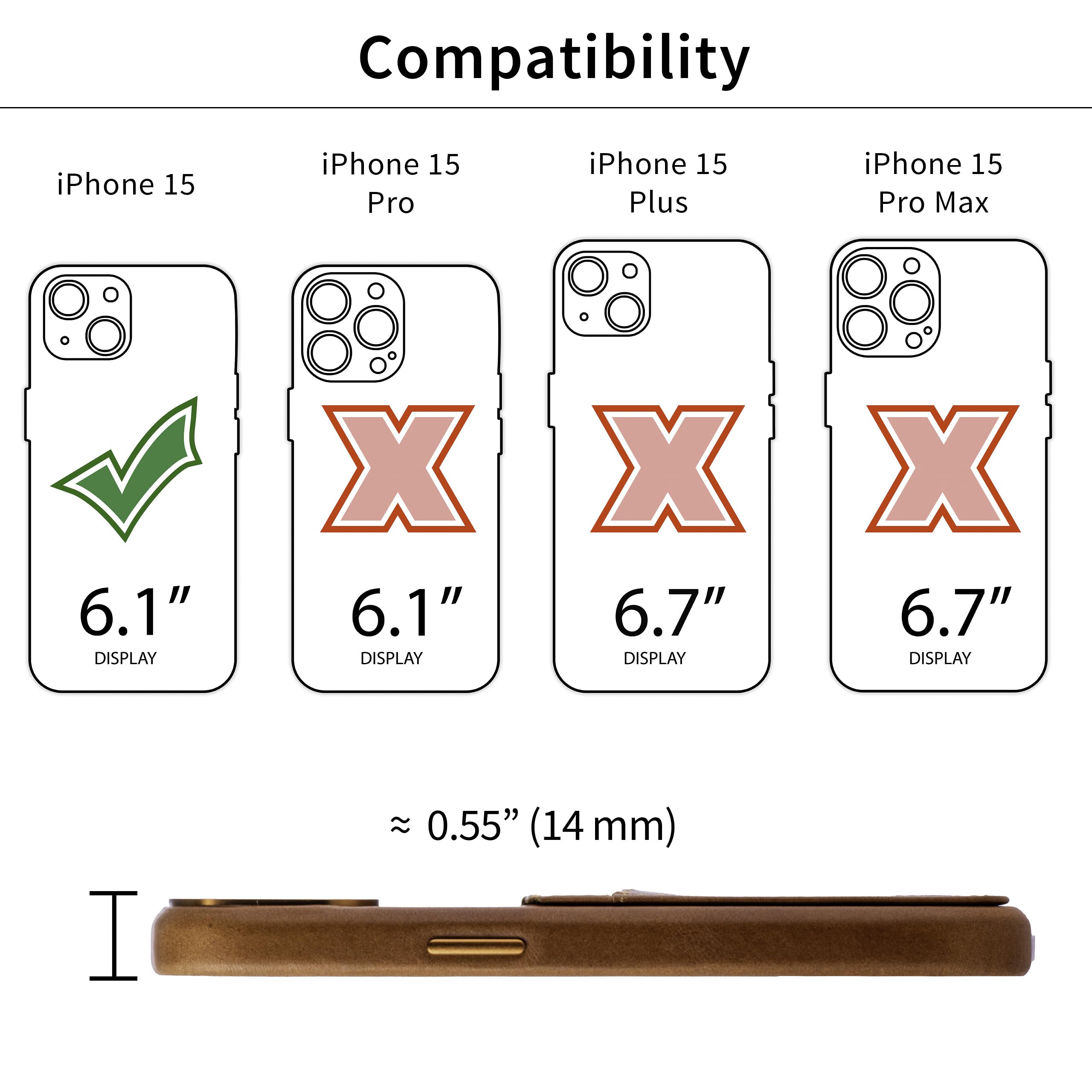 Foto 2 | Tarjetero Dockem De Piel Auténtica Para Iphone 15, Color Marrón Claro - Venta Internacional.