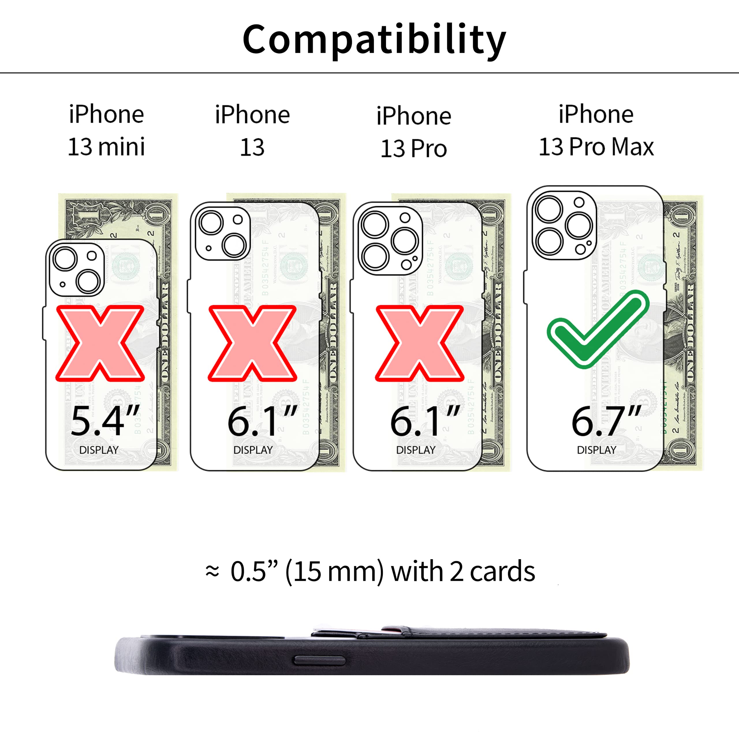 Foto 2 | Tarjetero Dockem De Piel Auténtica Para Iphone 13 Pro Max, Color Negro - Venta Internacional.
