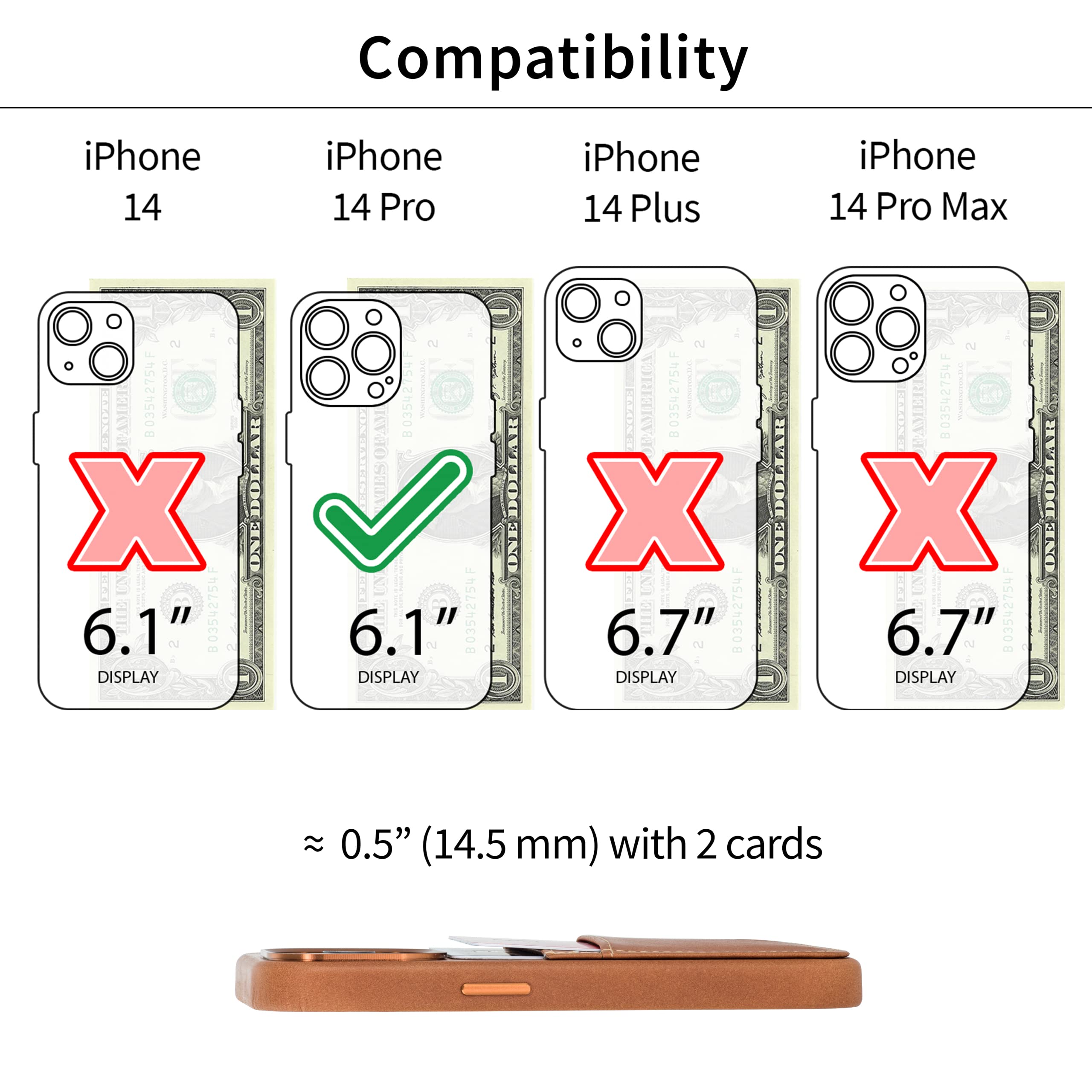 Foto 3 pulgar | Funda De Piel Auténtica Dockem Para Iphone 14 Pro, Color Marrón Claro - Venta Internacional.